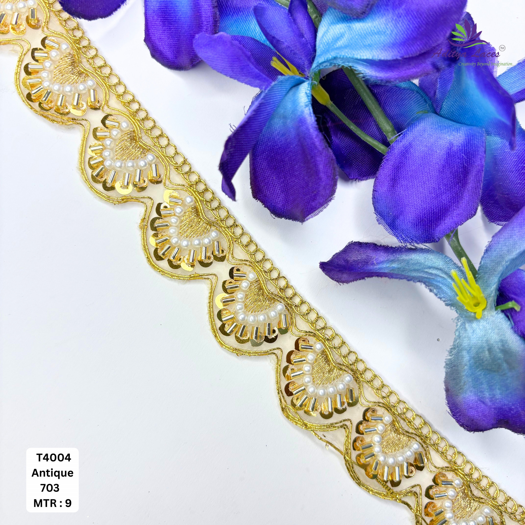 Artisan Decorative Stone Work Lace for Ethnic Dresses