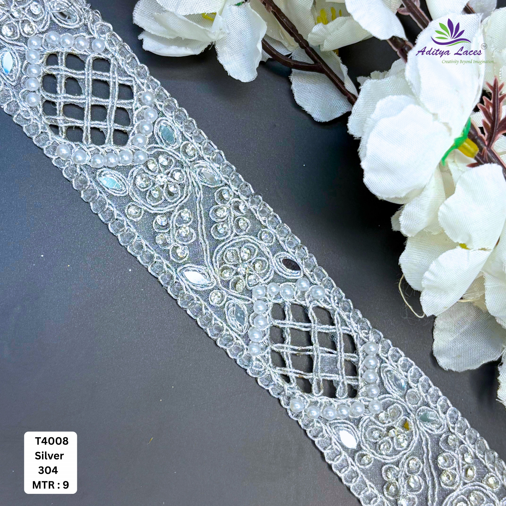 Elegant Silver Embroidery Lace Trim for Saree Garments