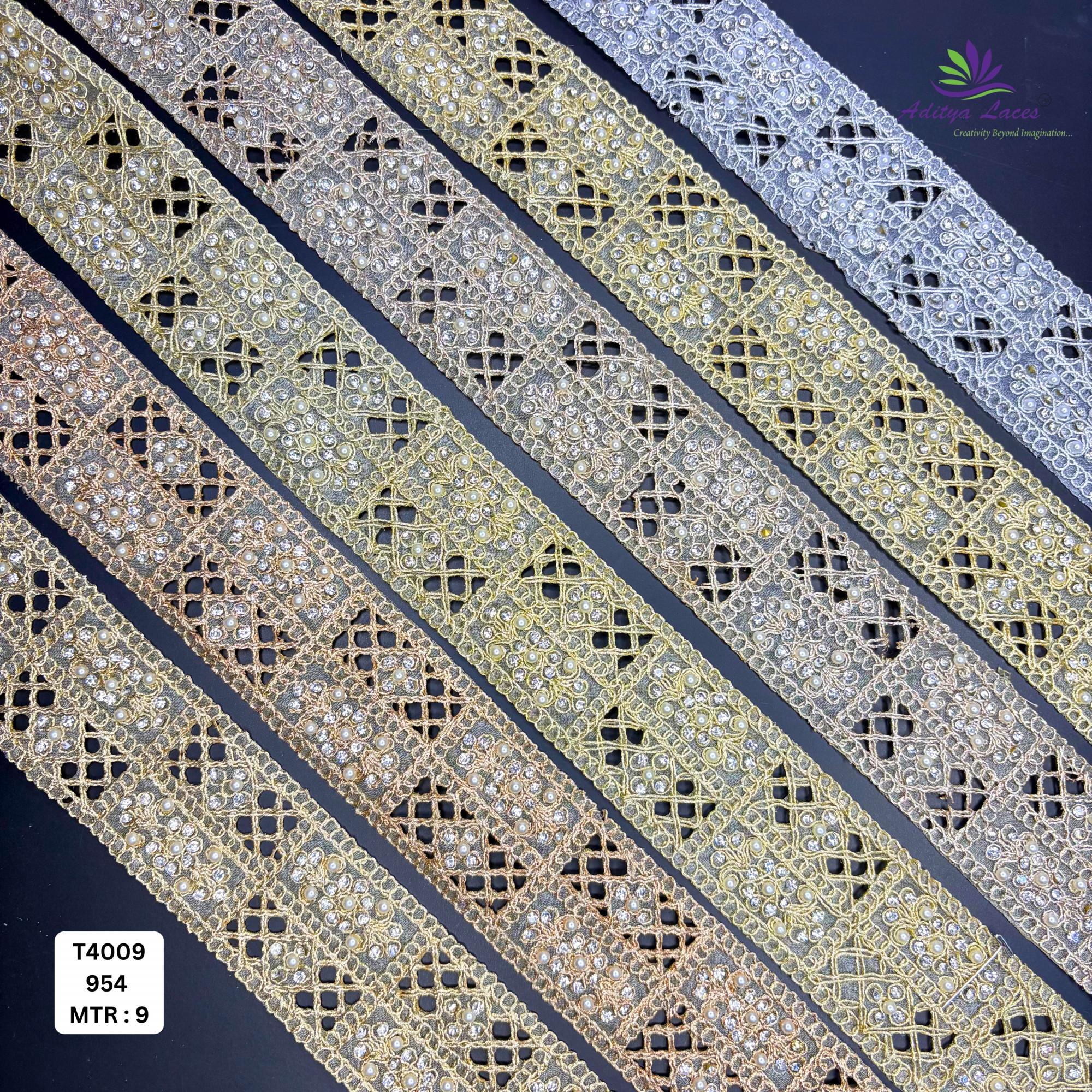Pearl Silver Embroidery Lace Trim for Saree Garments