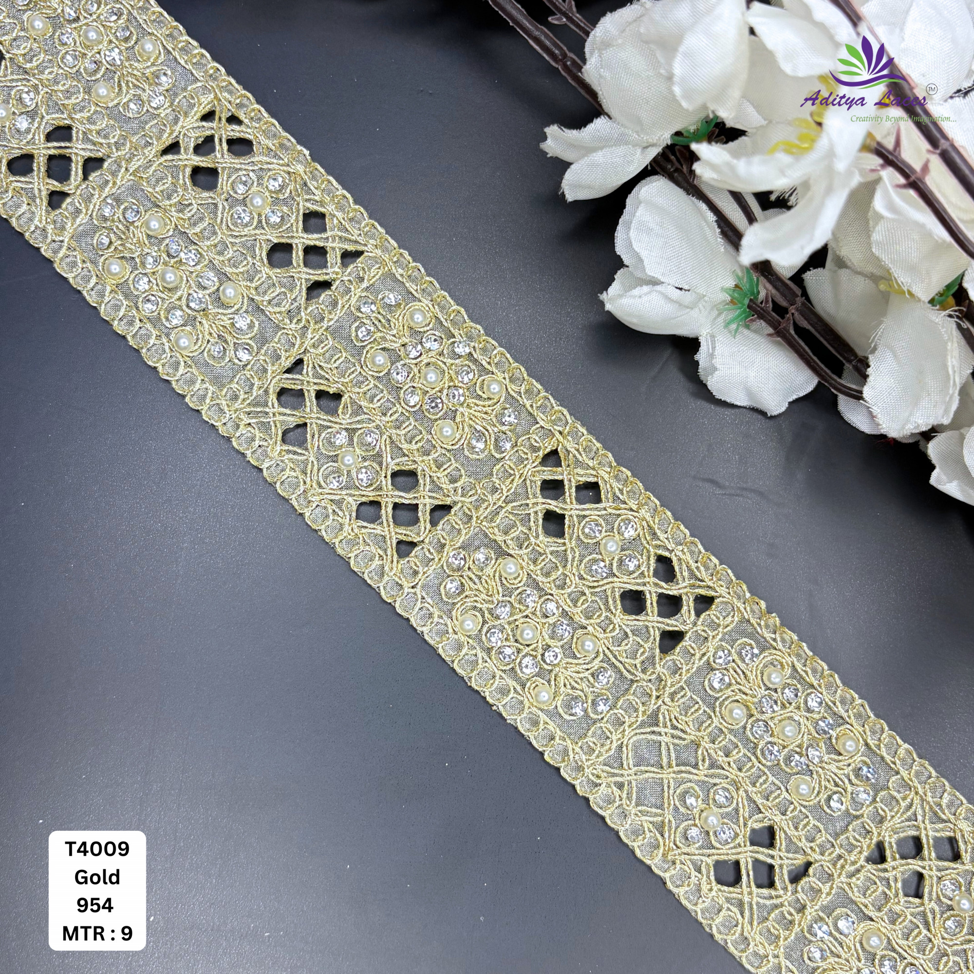 Pearl Silver Embroidery Lace Trim for Saree Garments