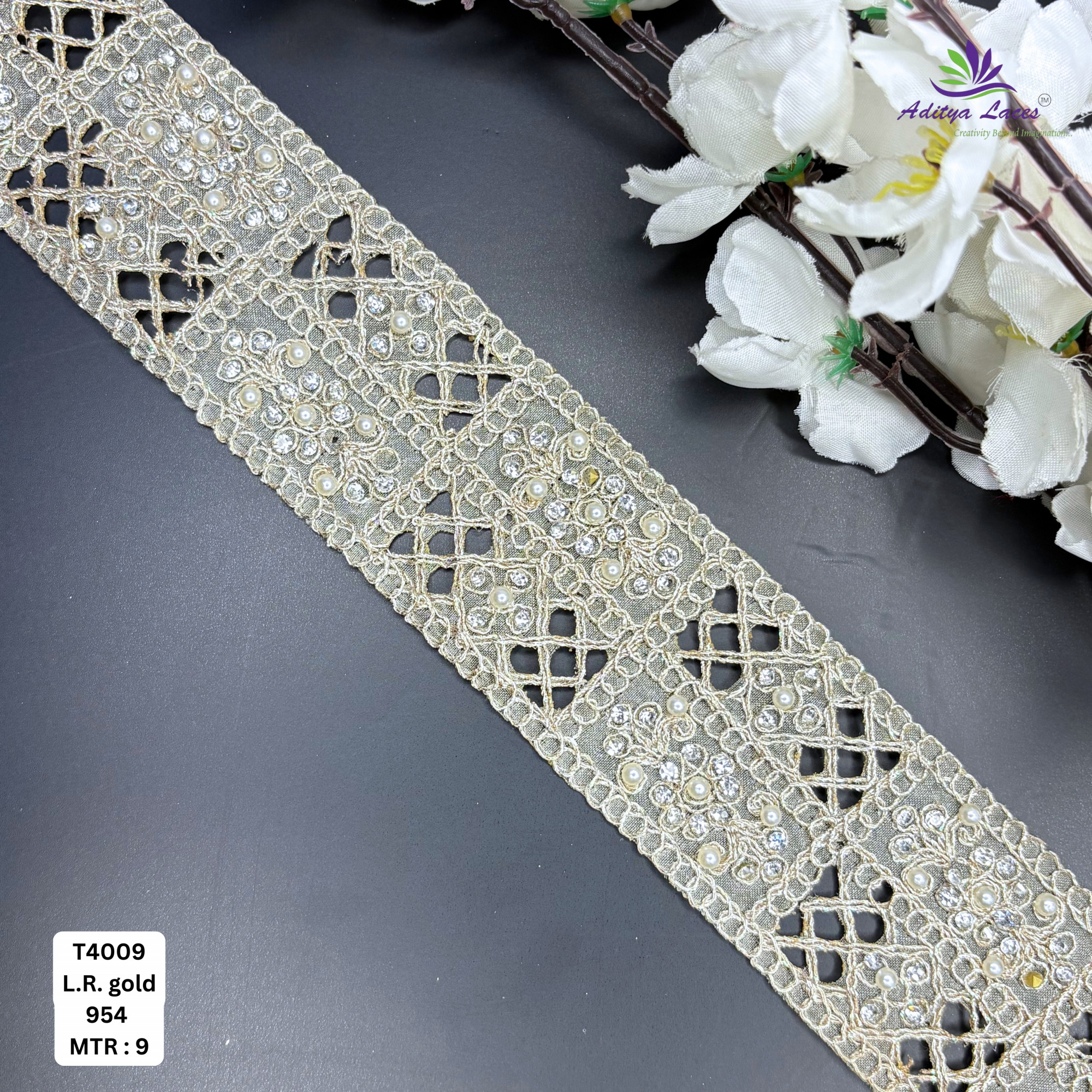 Pearl Silver Embroidery Lace Trim for Saree Garments