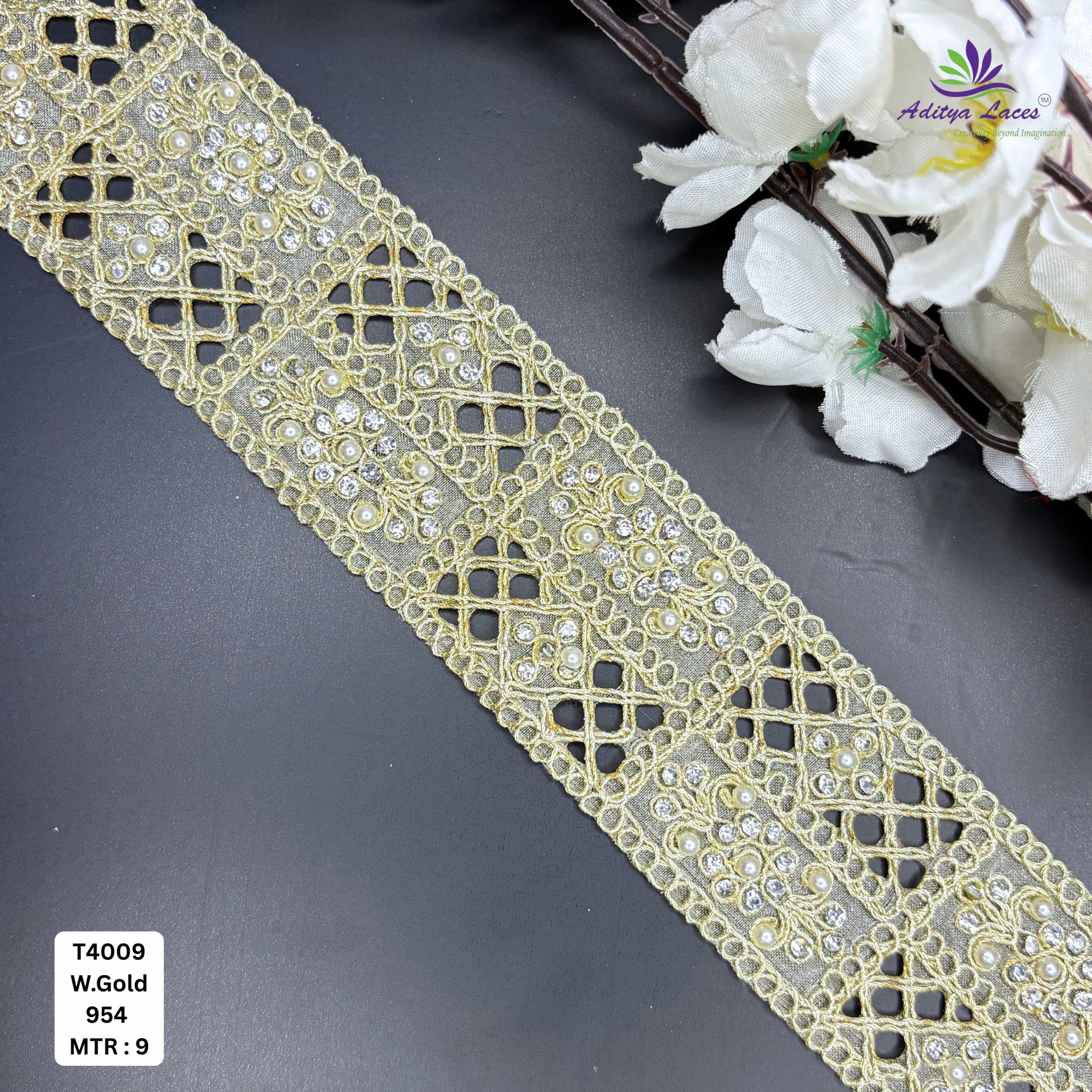 Pearl Silver Embroidery Lace Trim for Saree Garments