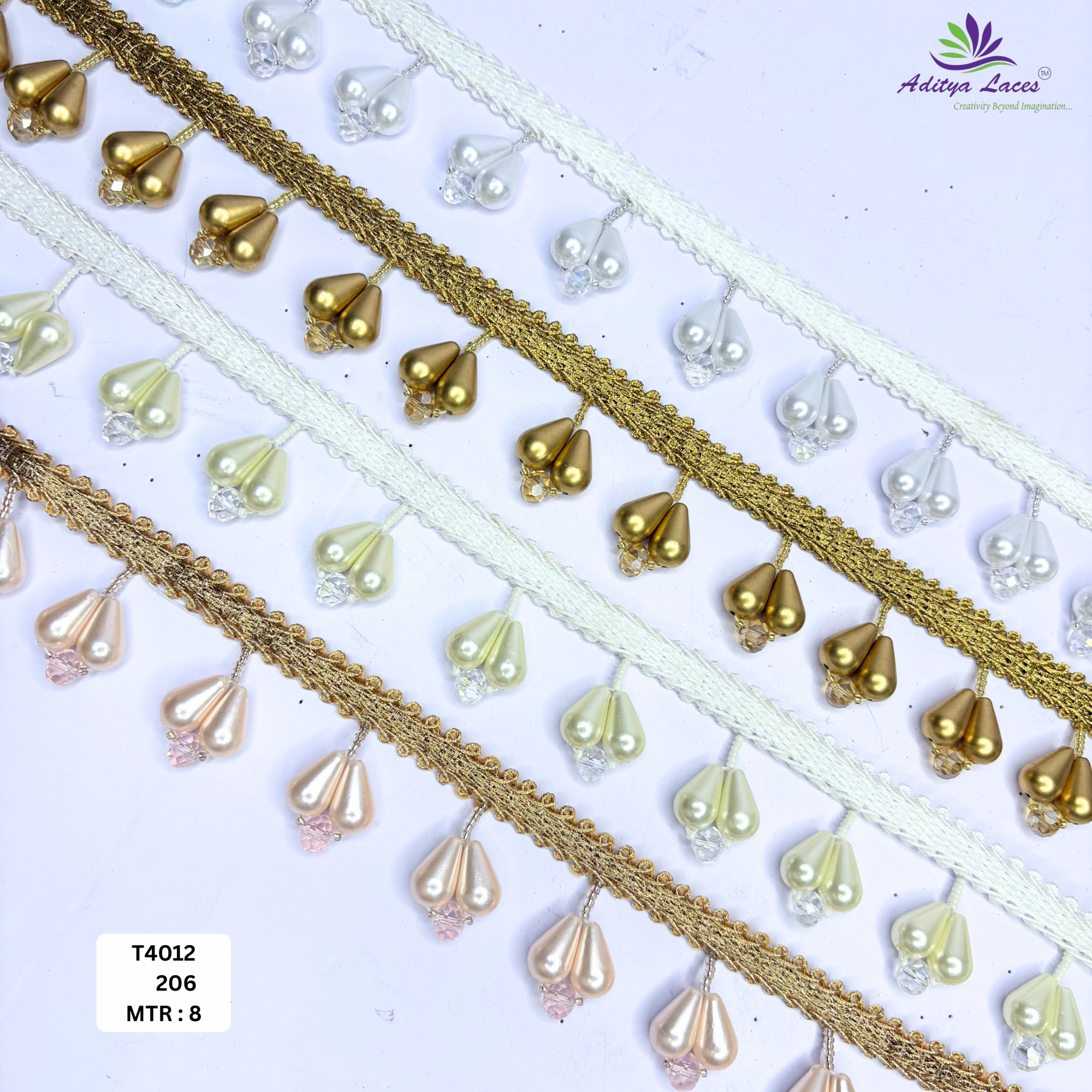 Bridal Gold Pearl Moti Lace Trim