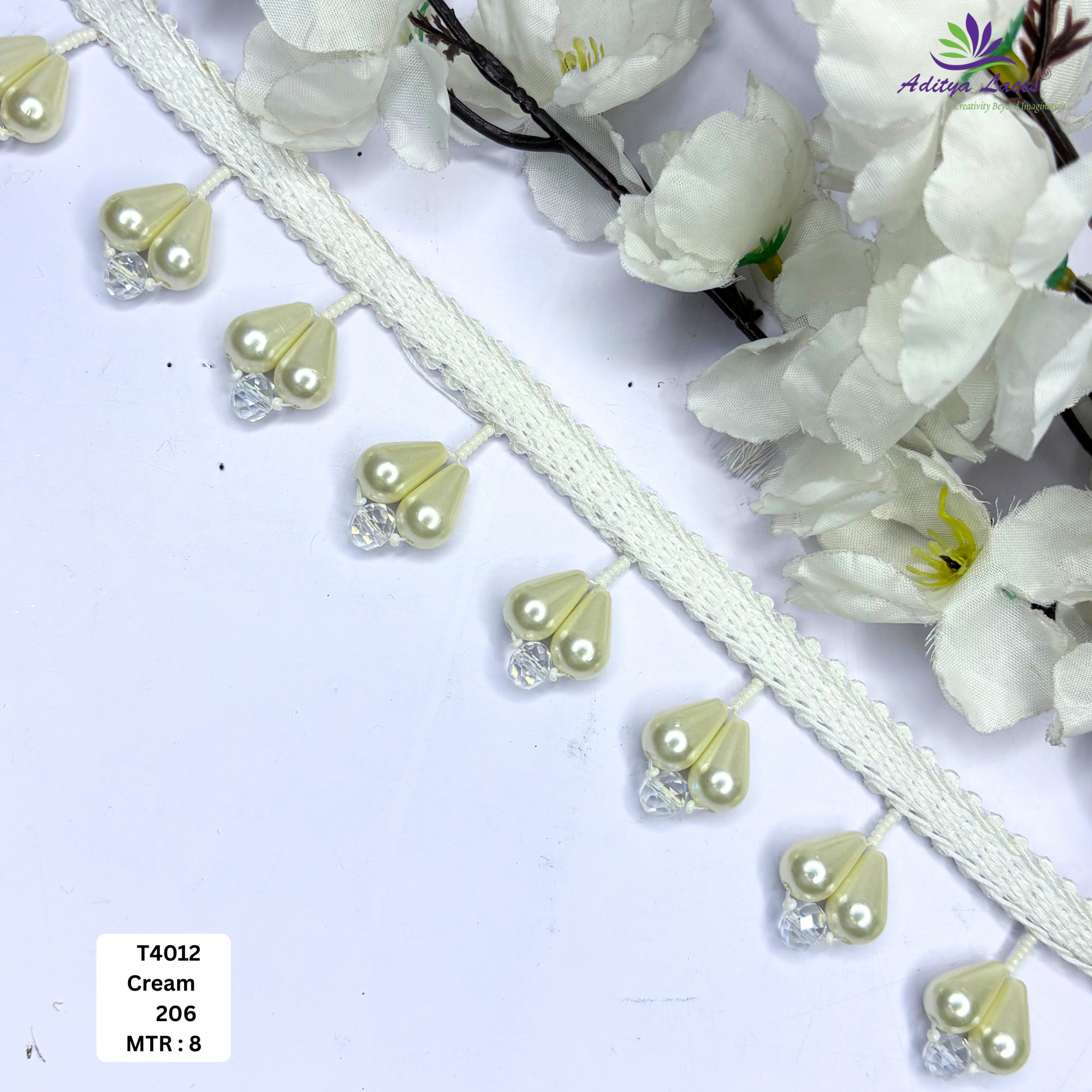 Bridal Gold Pearl Moti Lace Trim