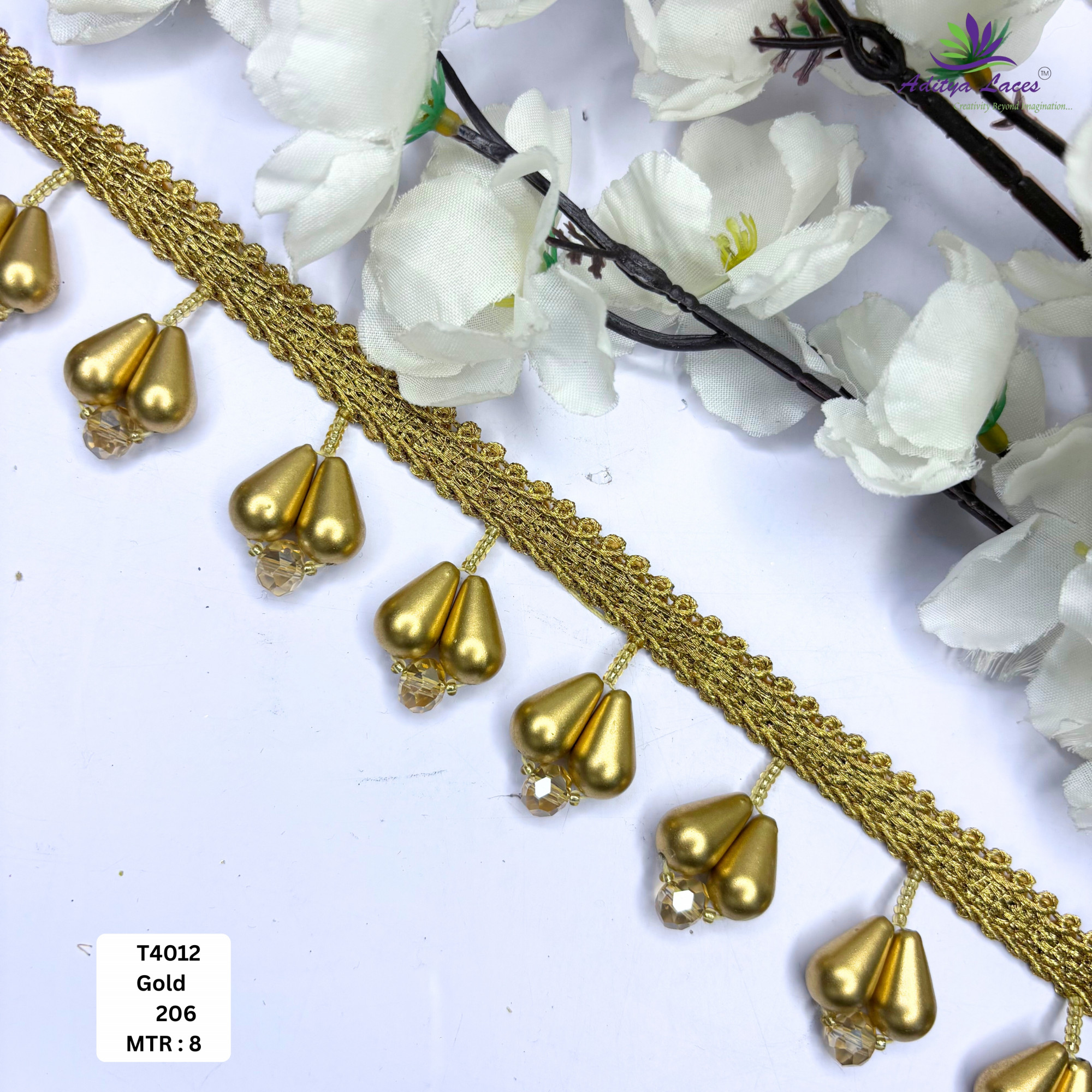 Bridal Gold Pearl Moti Lace Trim