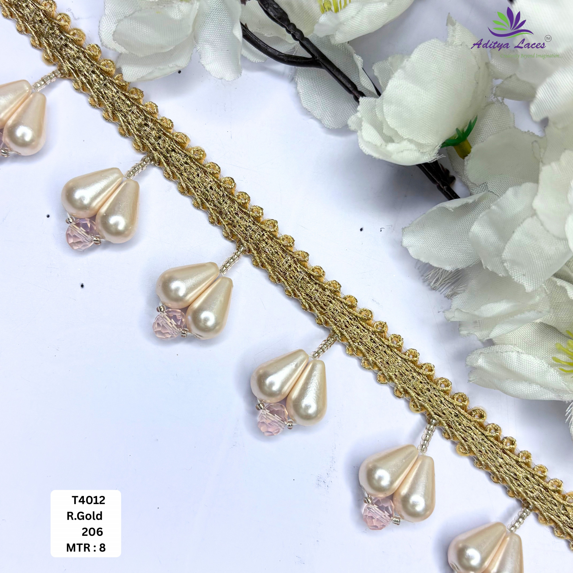 Bridal Gold Pearl Moti Lace Trim