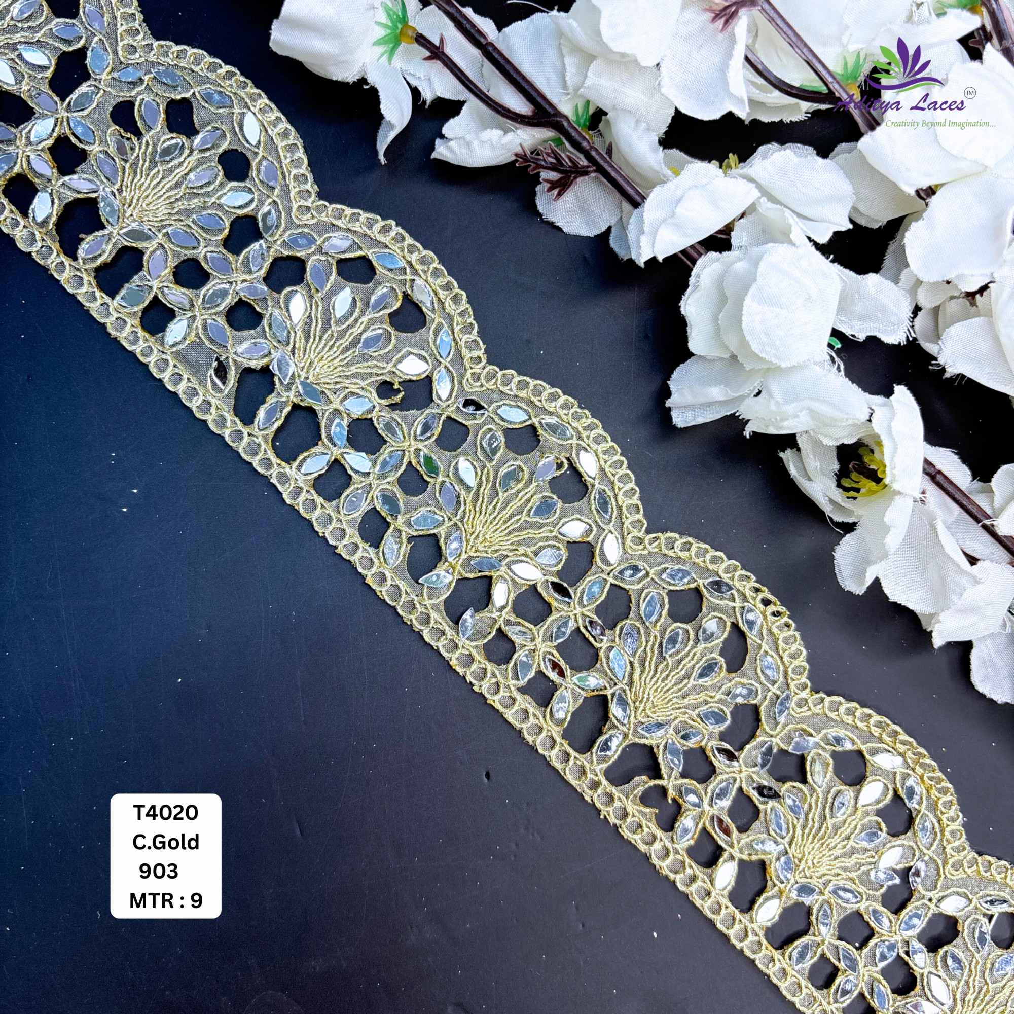 Traditional Tissue Handwork Lace Border for Saree Bridal Ethnic Wear