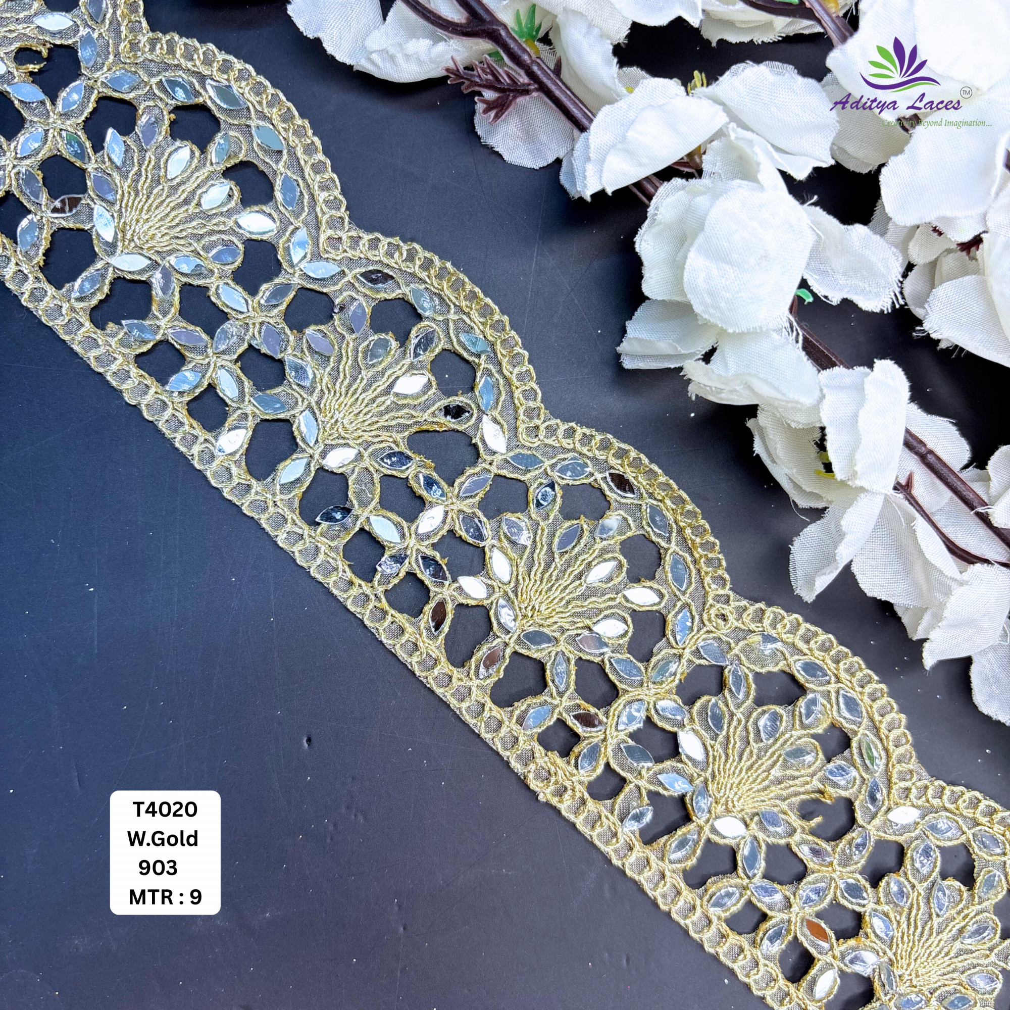 Traditional Tissue Handwork Lace Border for Saree Bridal Ethnic Wear