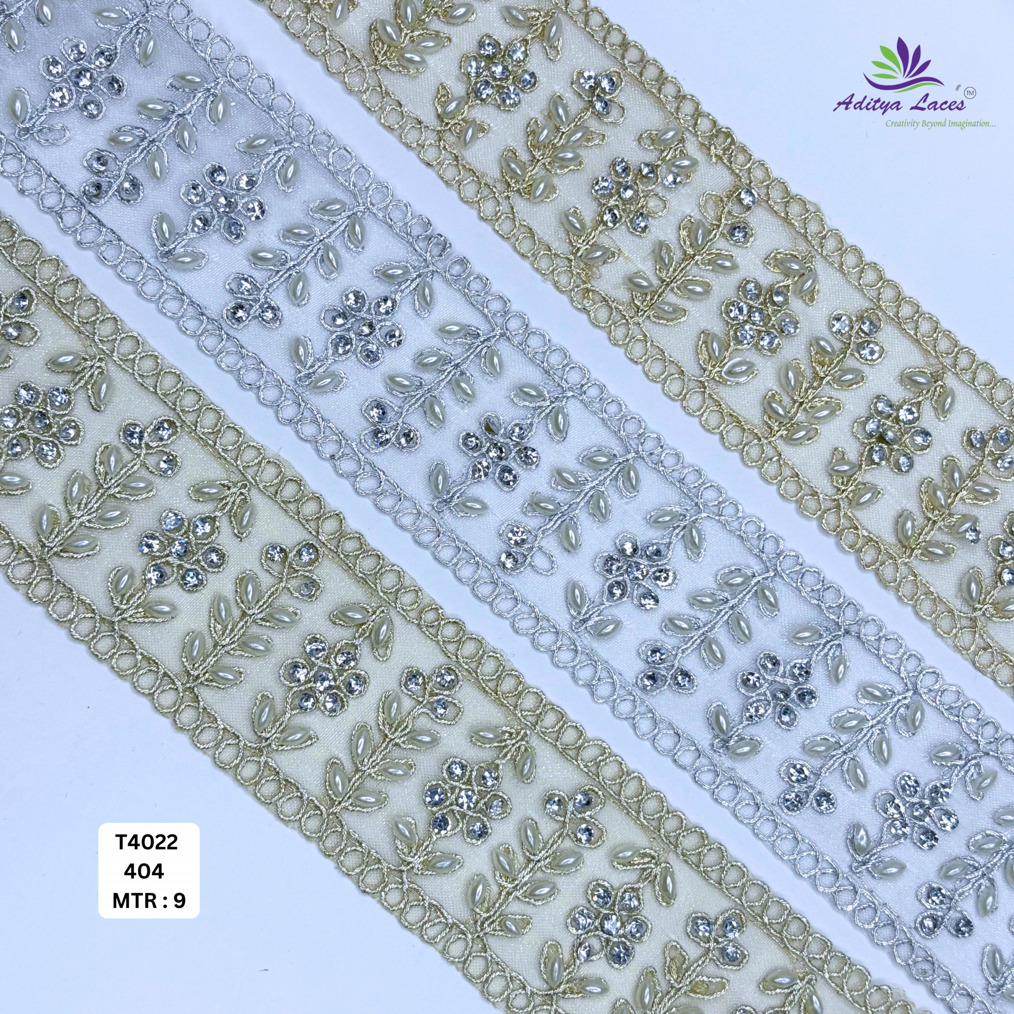 Decorative Silver Embroidery Lace Trim for Saree Garments