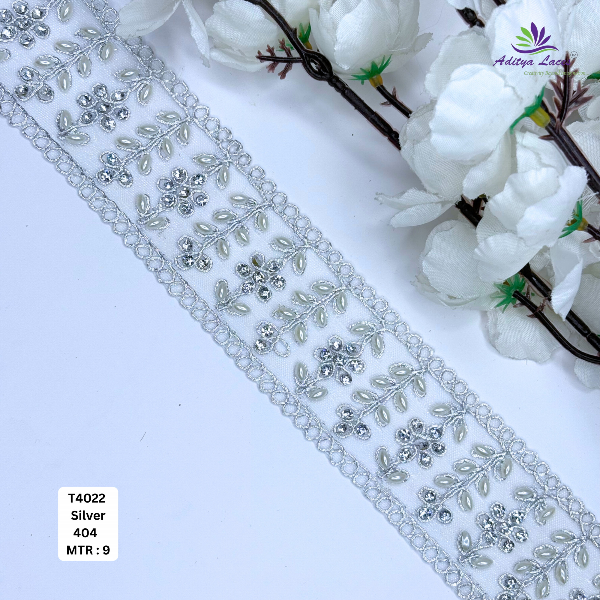 Decorative Silver Embroidery Lace Trim for Saree Garments