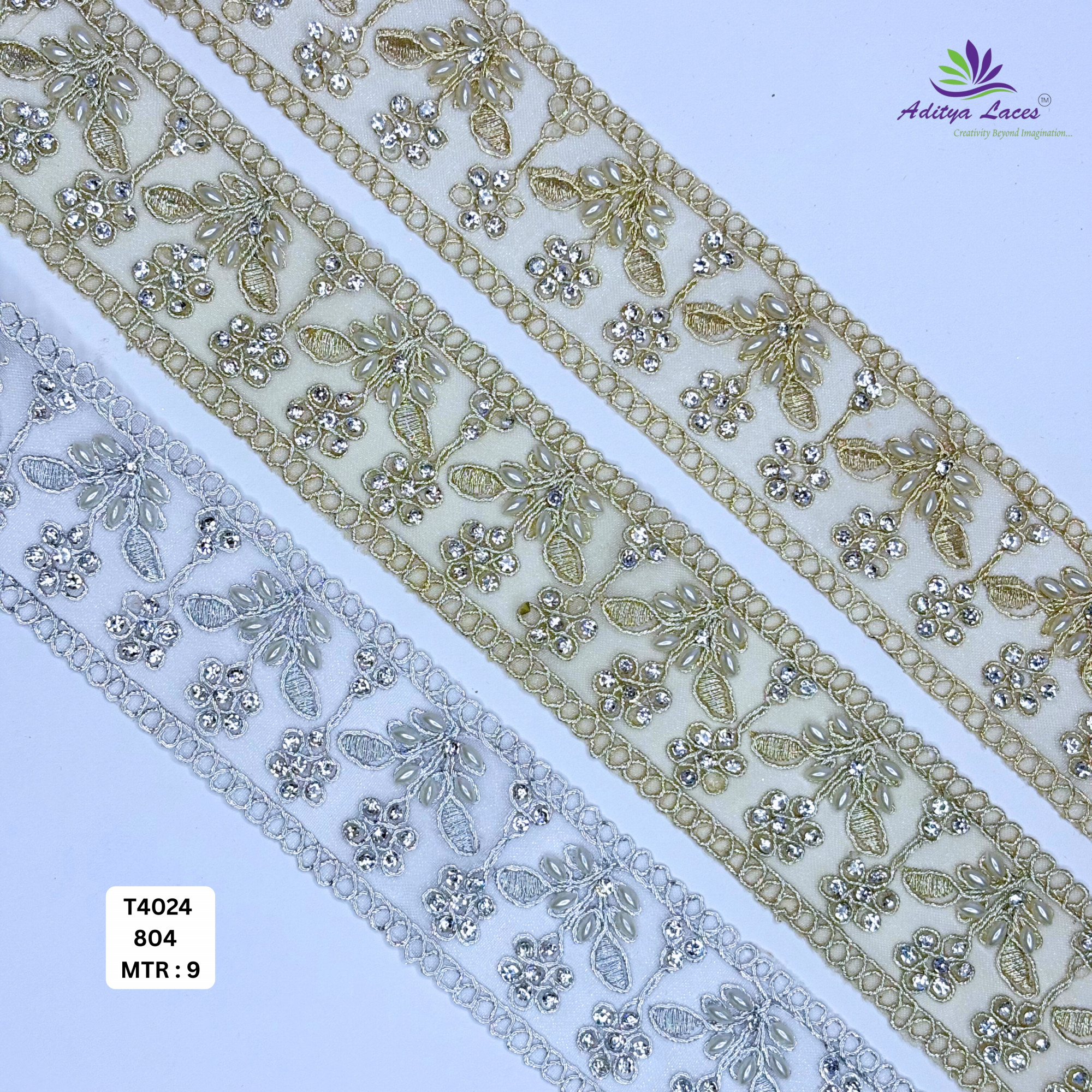 Fancy Silver Embroidery Lace Trim for Saree Garments