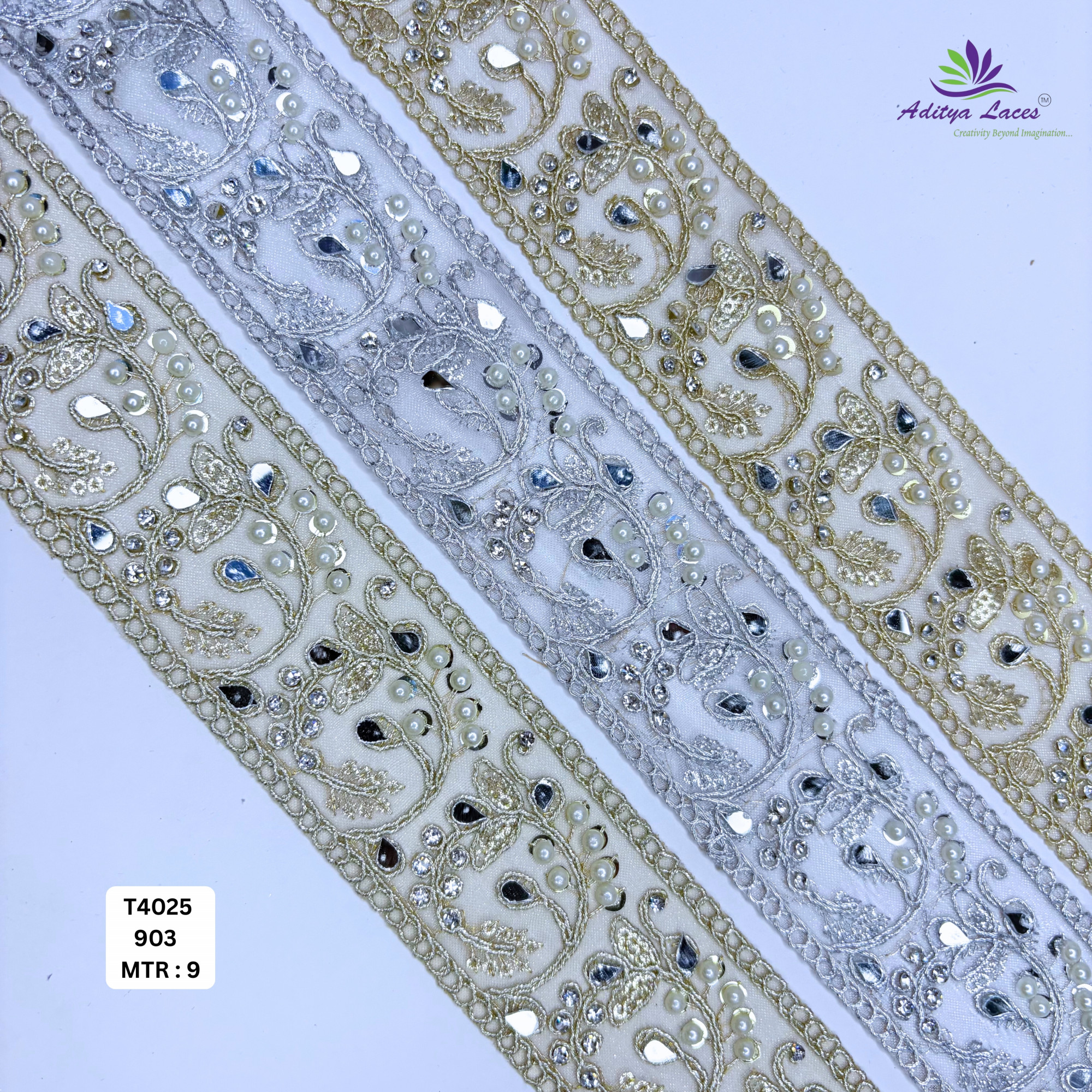 Bridal Silver Embroidery Lace Trim for Saree Garments
