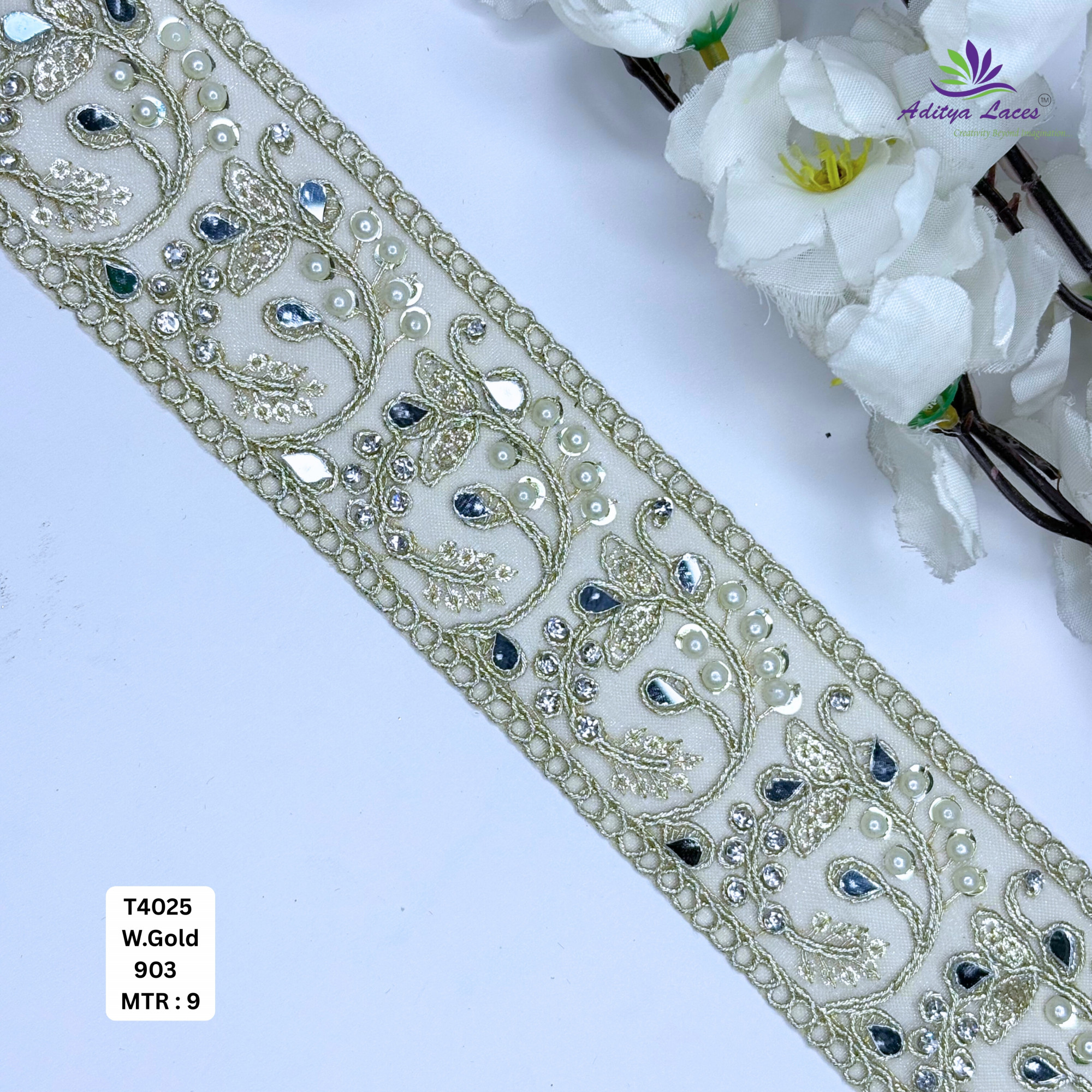 Bridal Silver Embroidery Lace Trim for Saree Garments