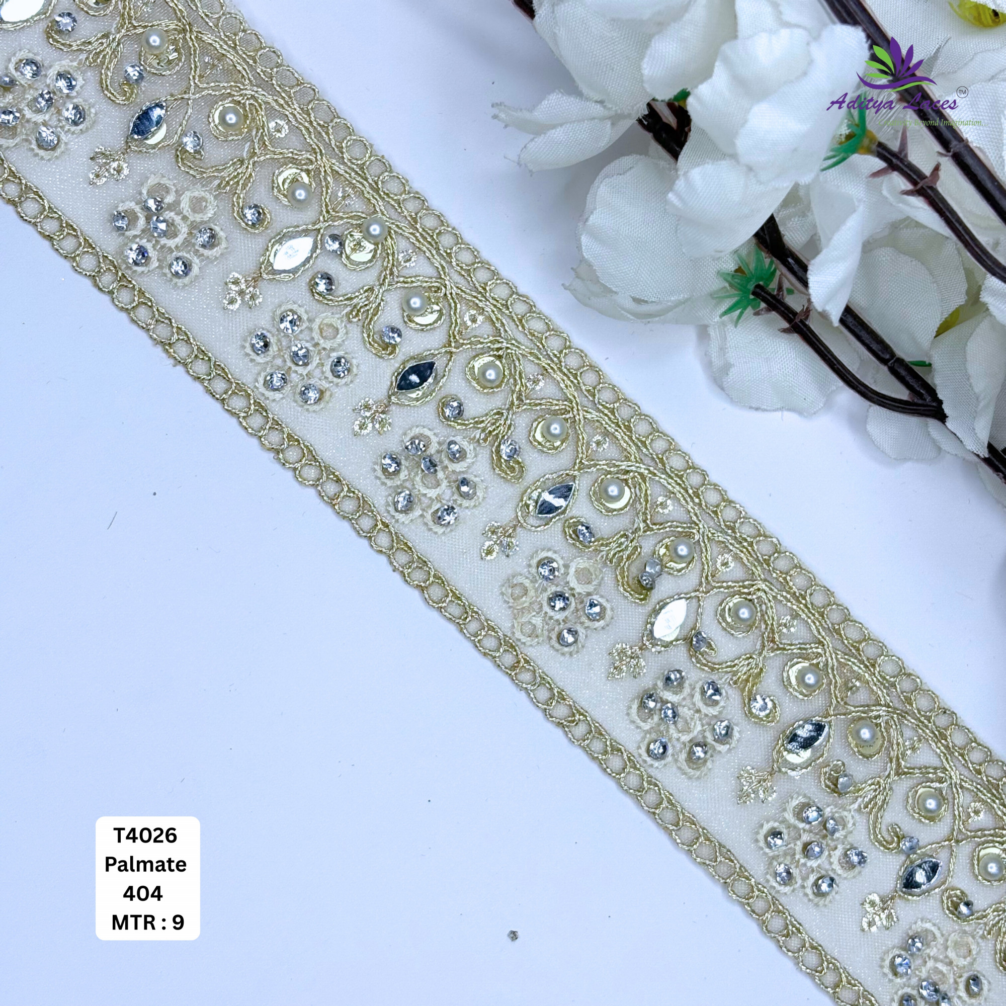 Designer Silver Embroidery Lace Trim for Saree Garments