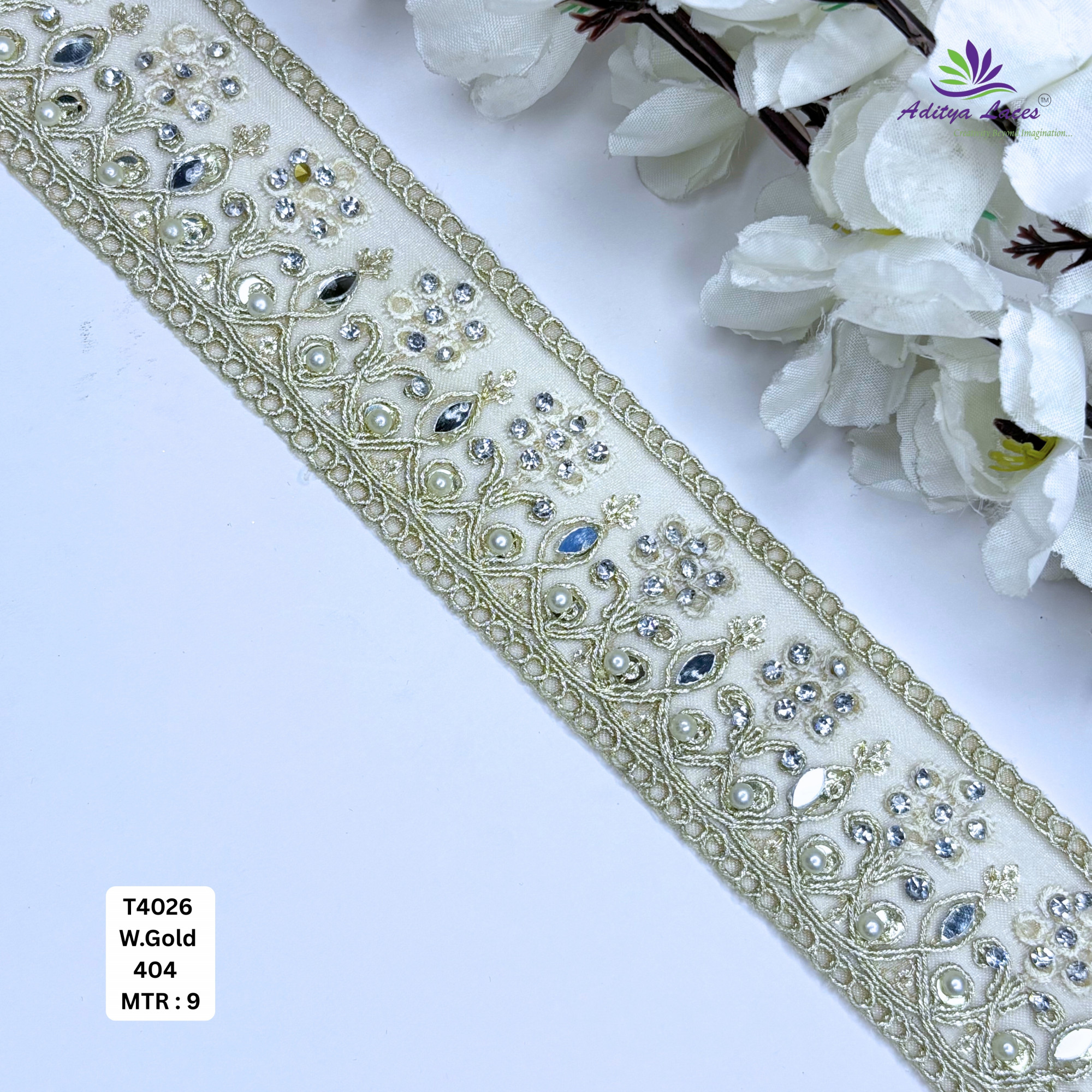 Designer Silver Embroidery Lace Trim for Saree Garments