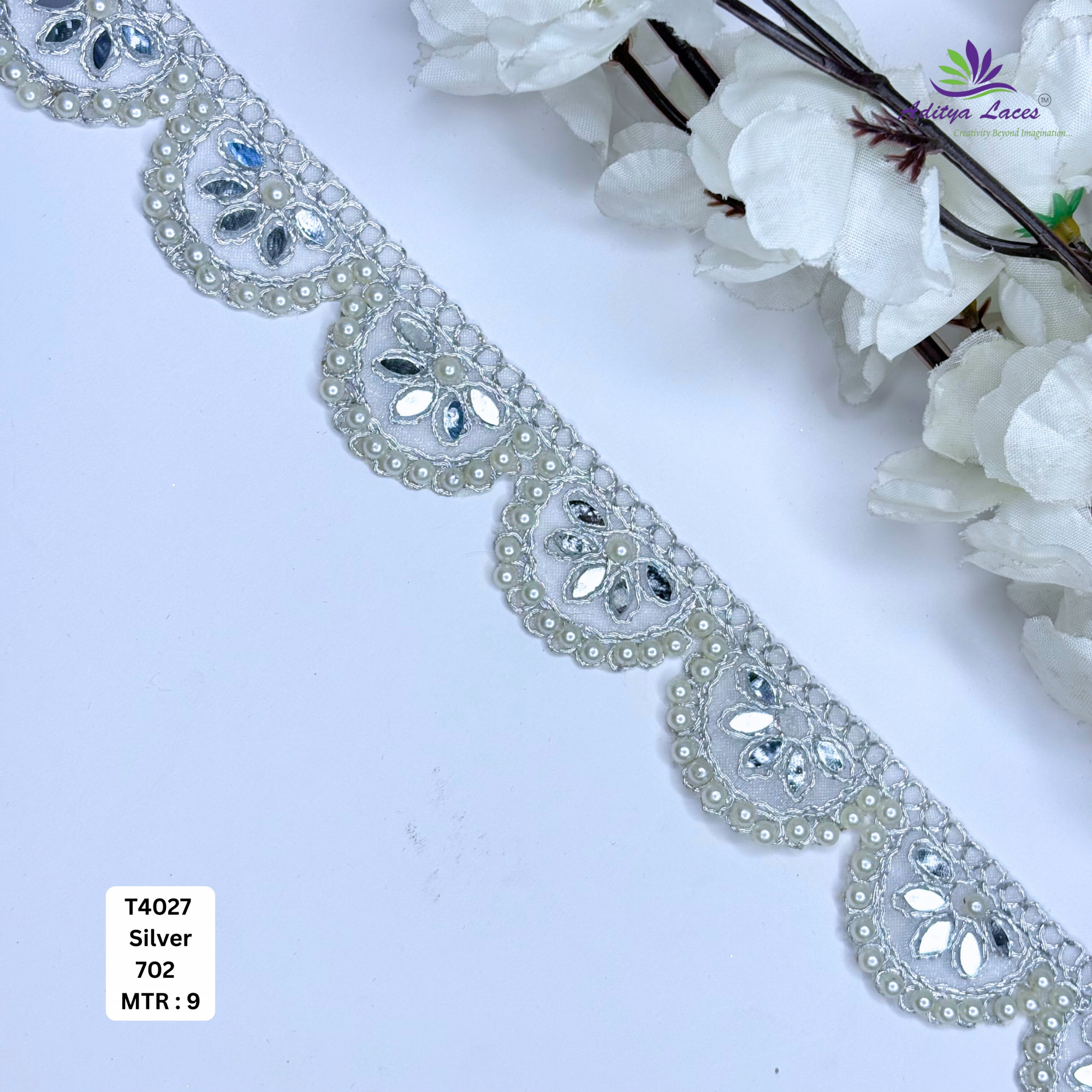 Elegant Silver Embroidery Lace Trim for Saree Garments