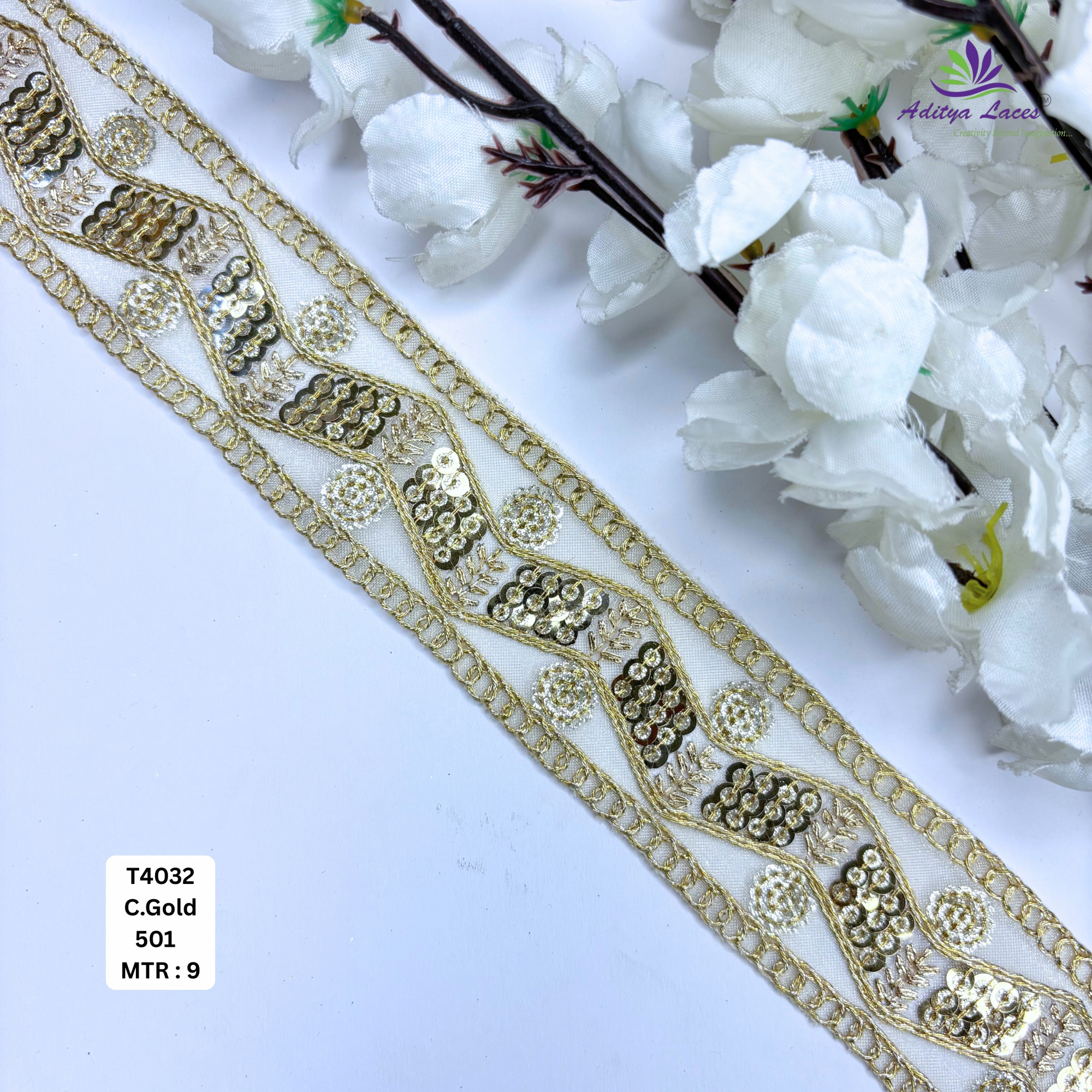 Pearl Silver Embroidery Lace Trim for Saree Garments
