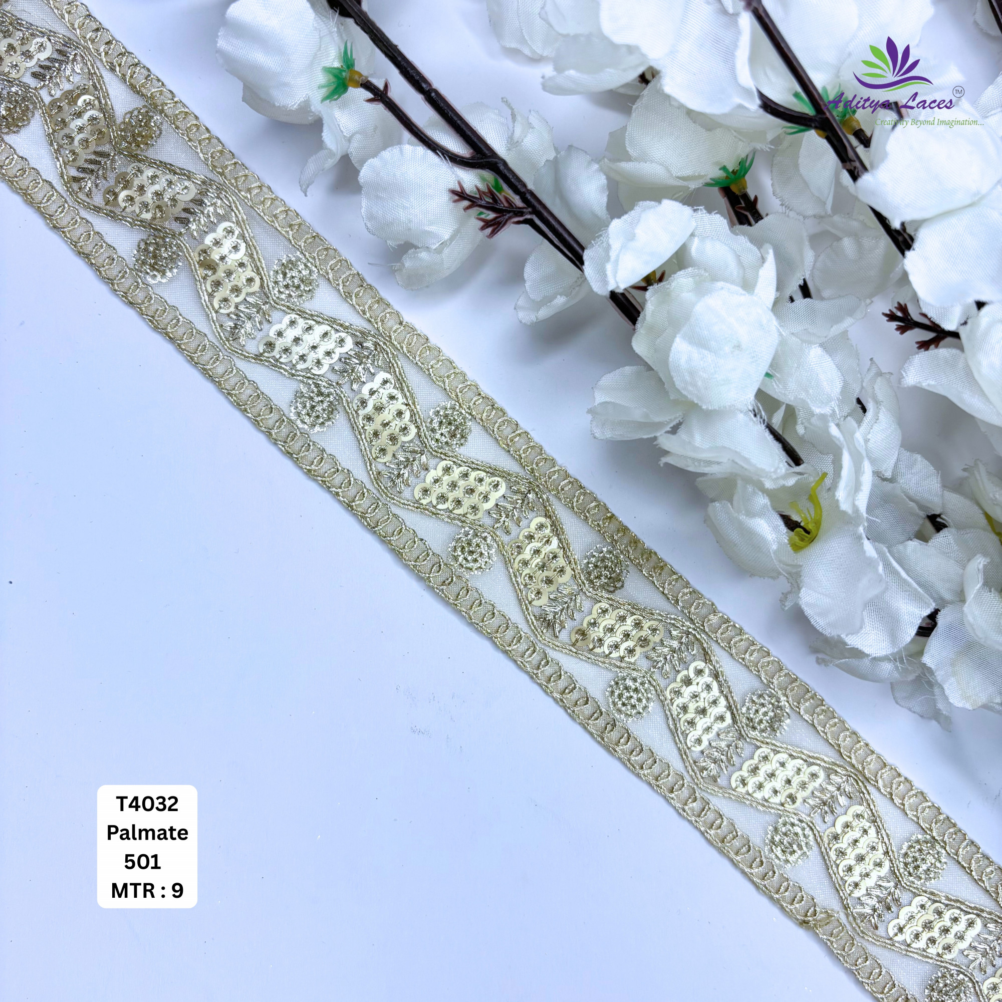 Pearl Silver Embroidery Lace Trim for Saree Garments