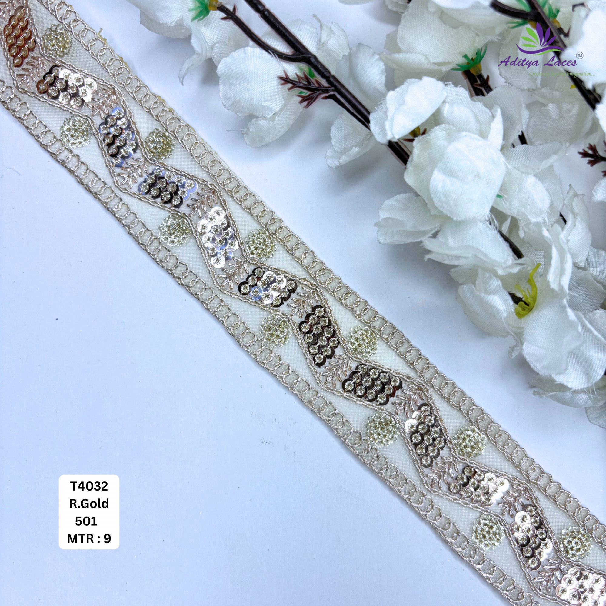 Pearl Silver Embroidery Lace Trim for Saree Garments