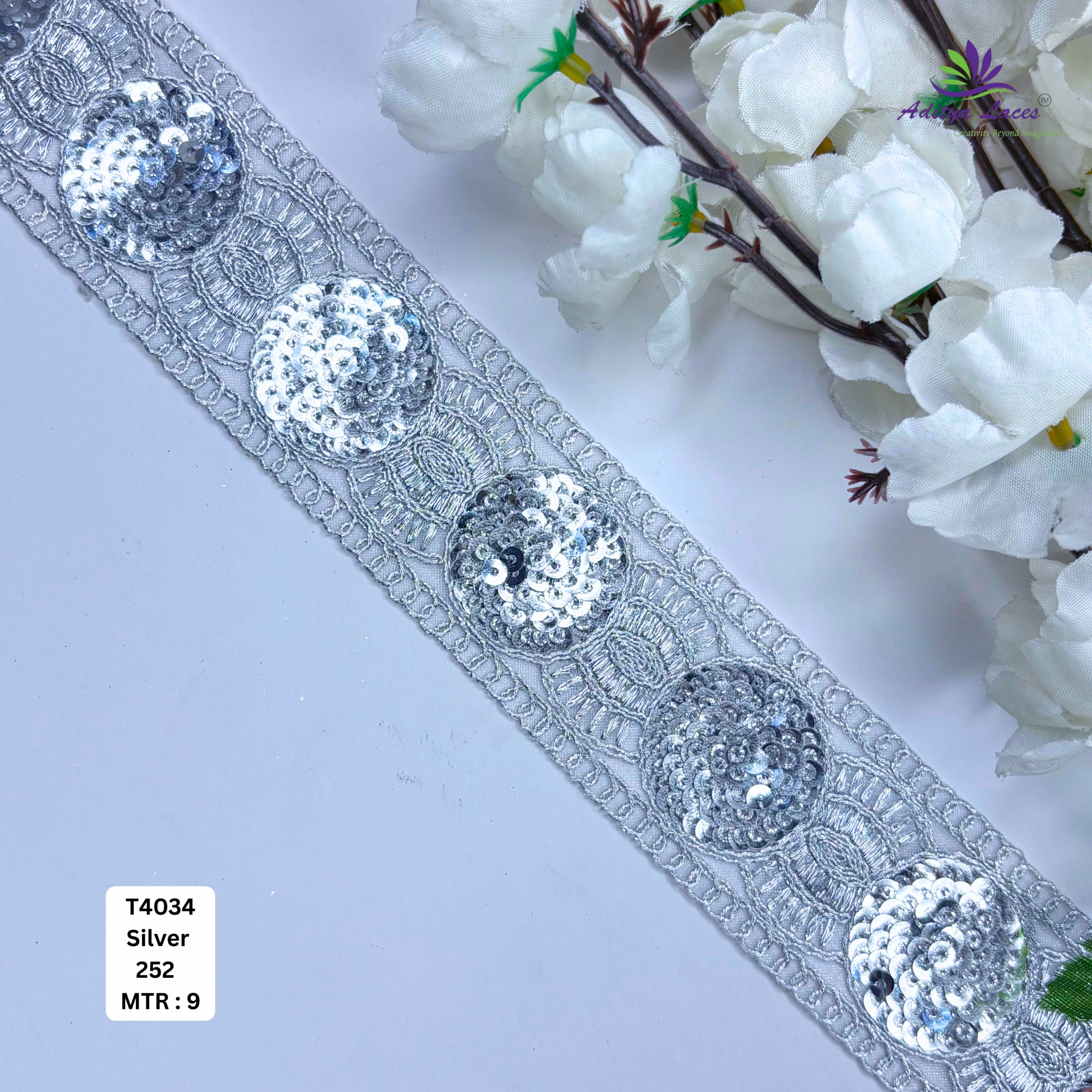 Fancy Silver Embroidery Lace Trim for Saree Garments