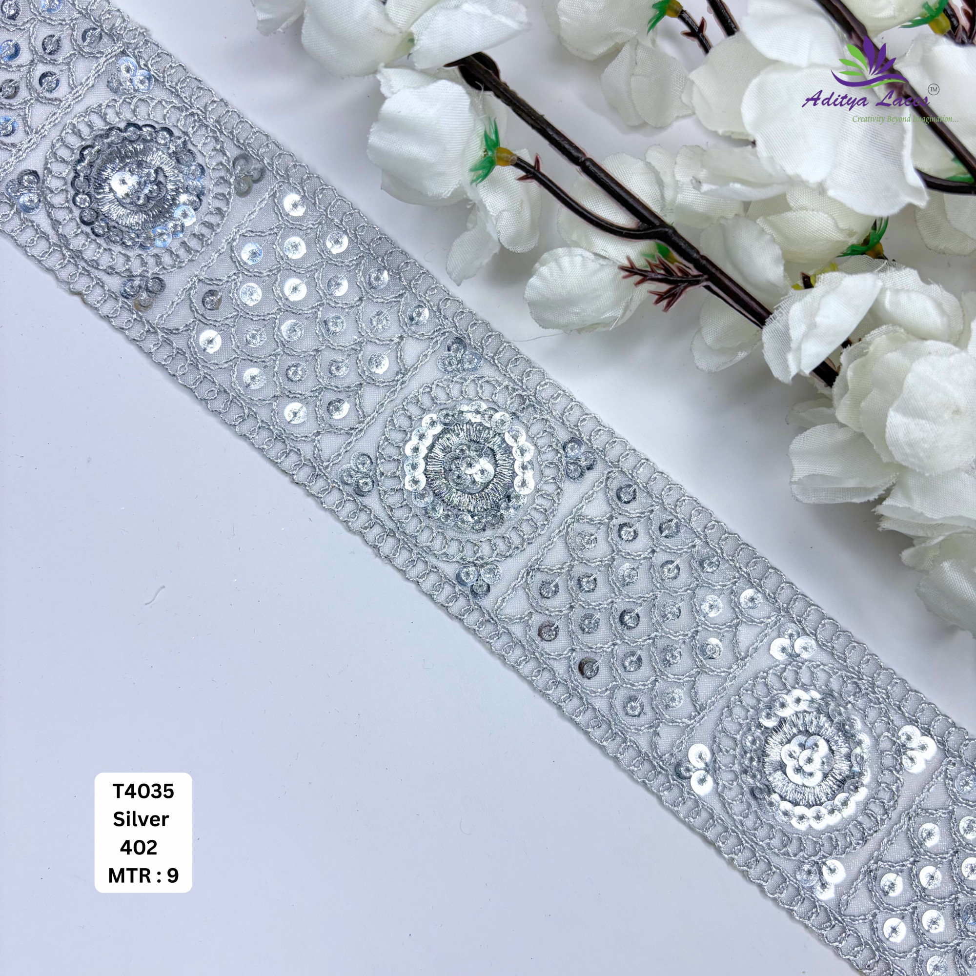 Bridal Silver Embroidery Lace Trim for Saree Garments