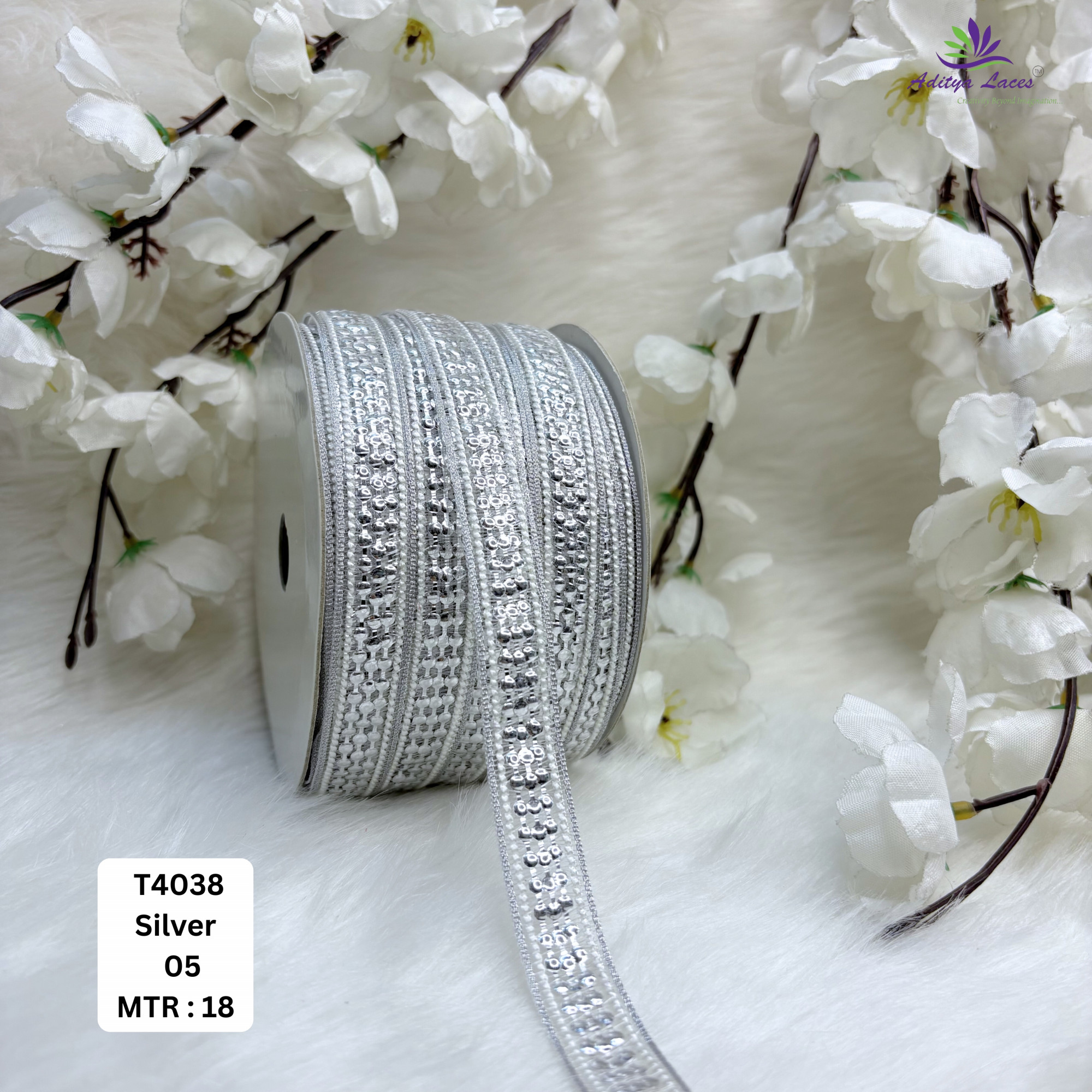 Designer Silver Embroidery Lace Trim for Saree Garments