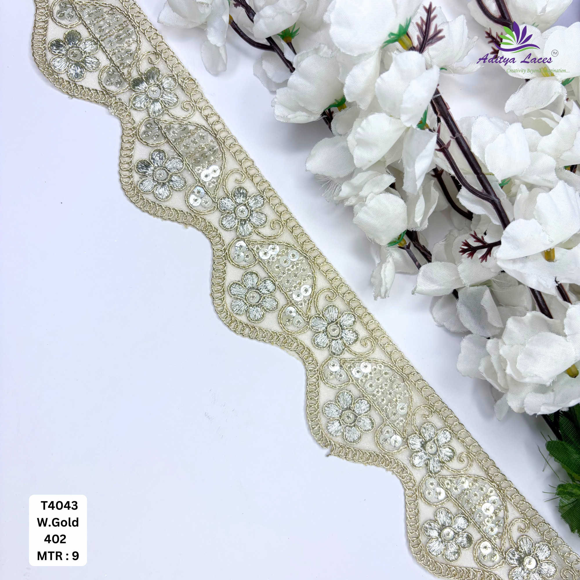 Pearl Silver Embroidery Lace Trim for Saree Garments