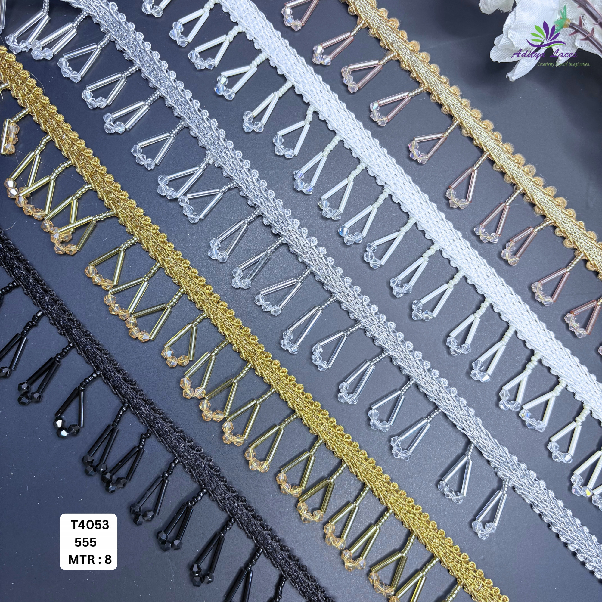 Handcrafted Gold Pearl Moti Lace Trim