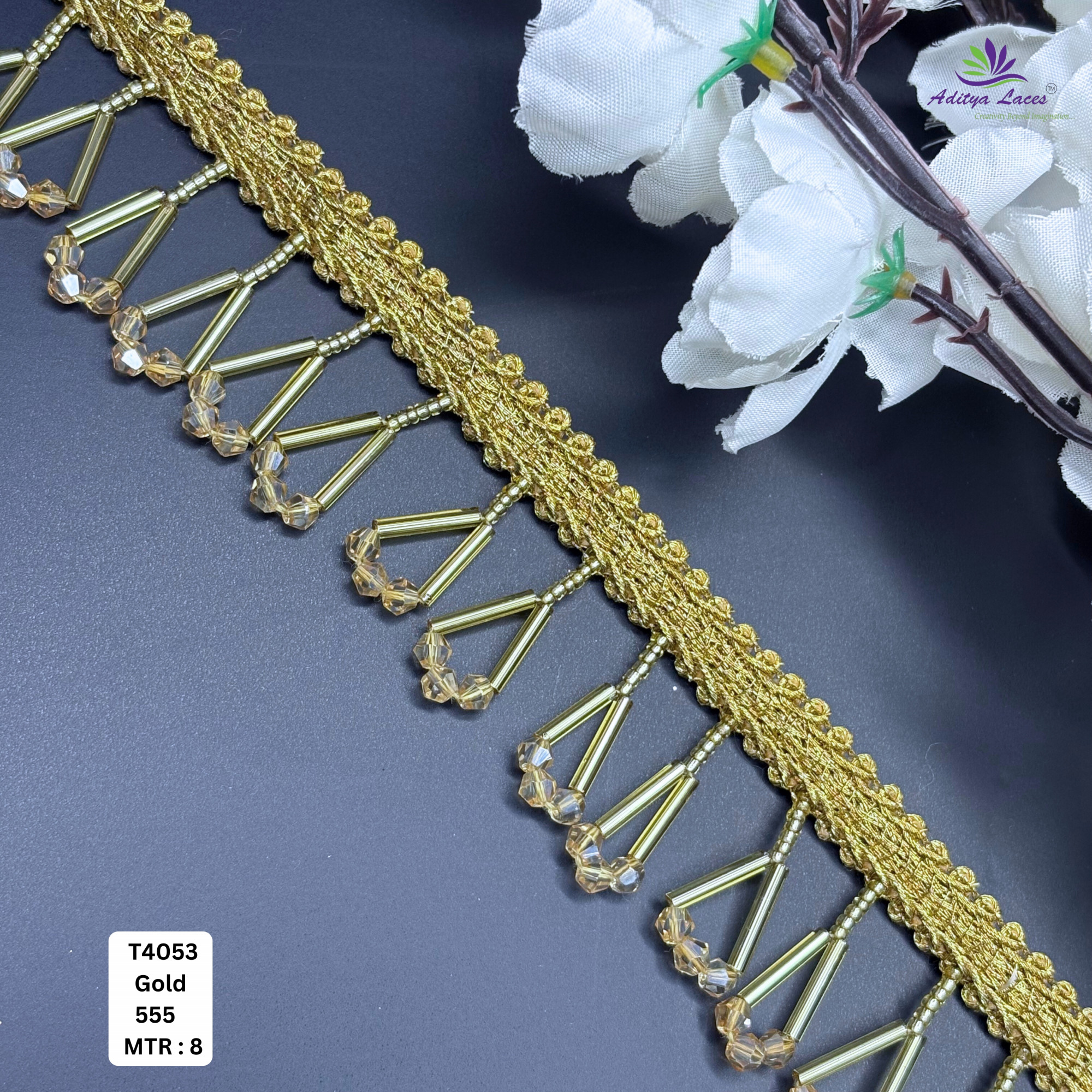 Handcrafted Gold Pearl Moti Lace Trim