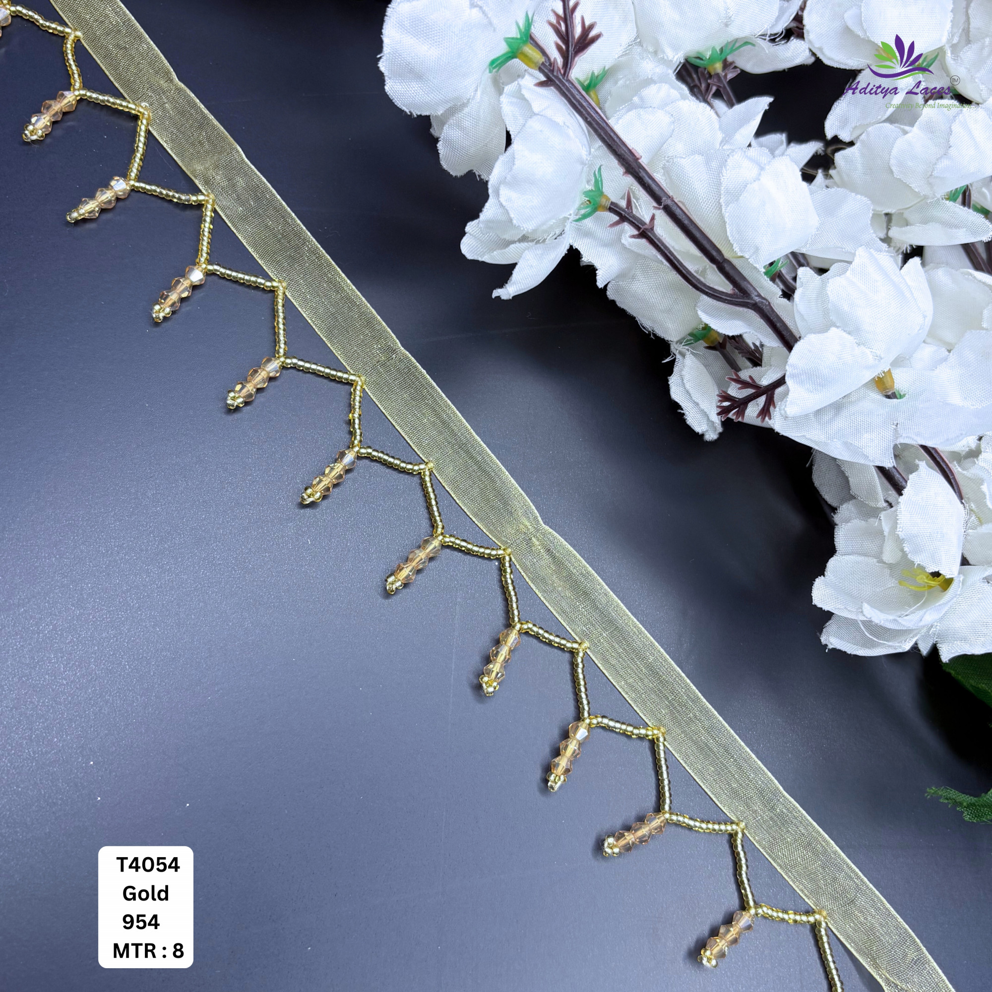 Decorative Gold Pearl Moti Lace Trim
