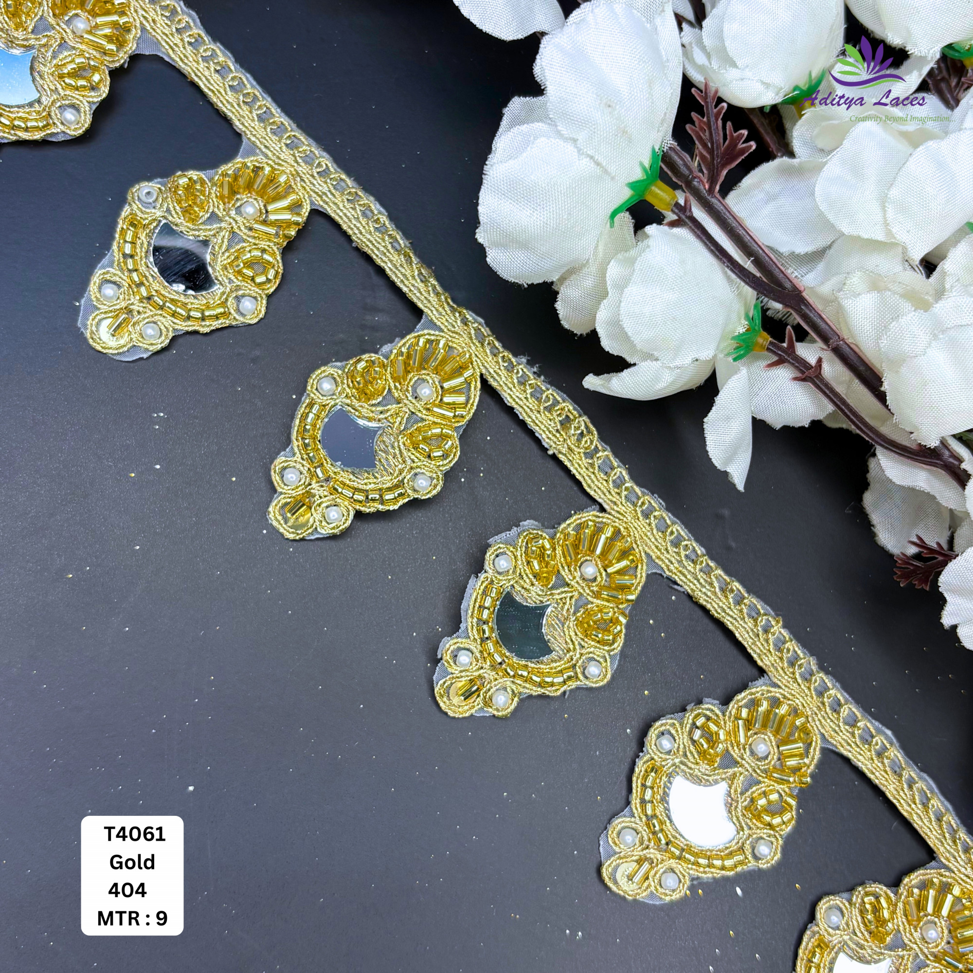 Ethnic Decorative Stone Work Lace for Bridal Wear
