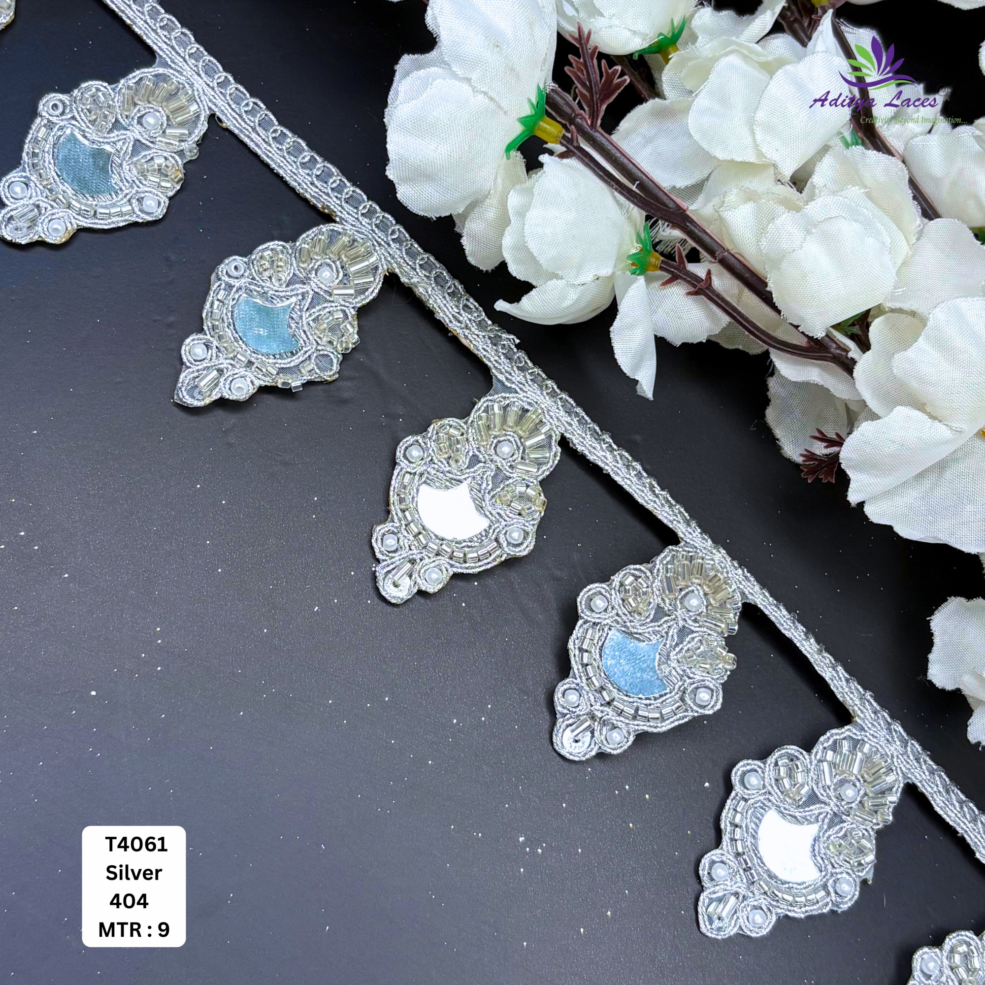 Ethnic Decorative Stone Work Lace for Bridal Wear