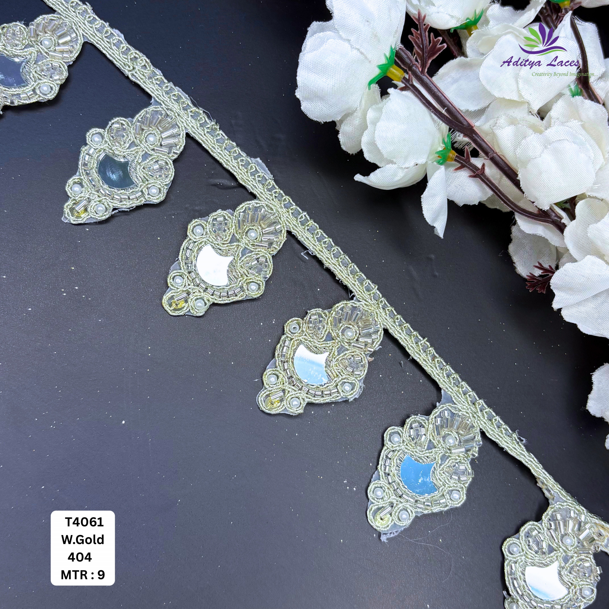 Ethnic Decorative Stone Work Lace for Bridal Wear