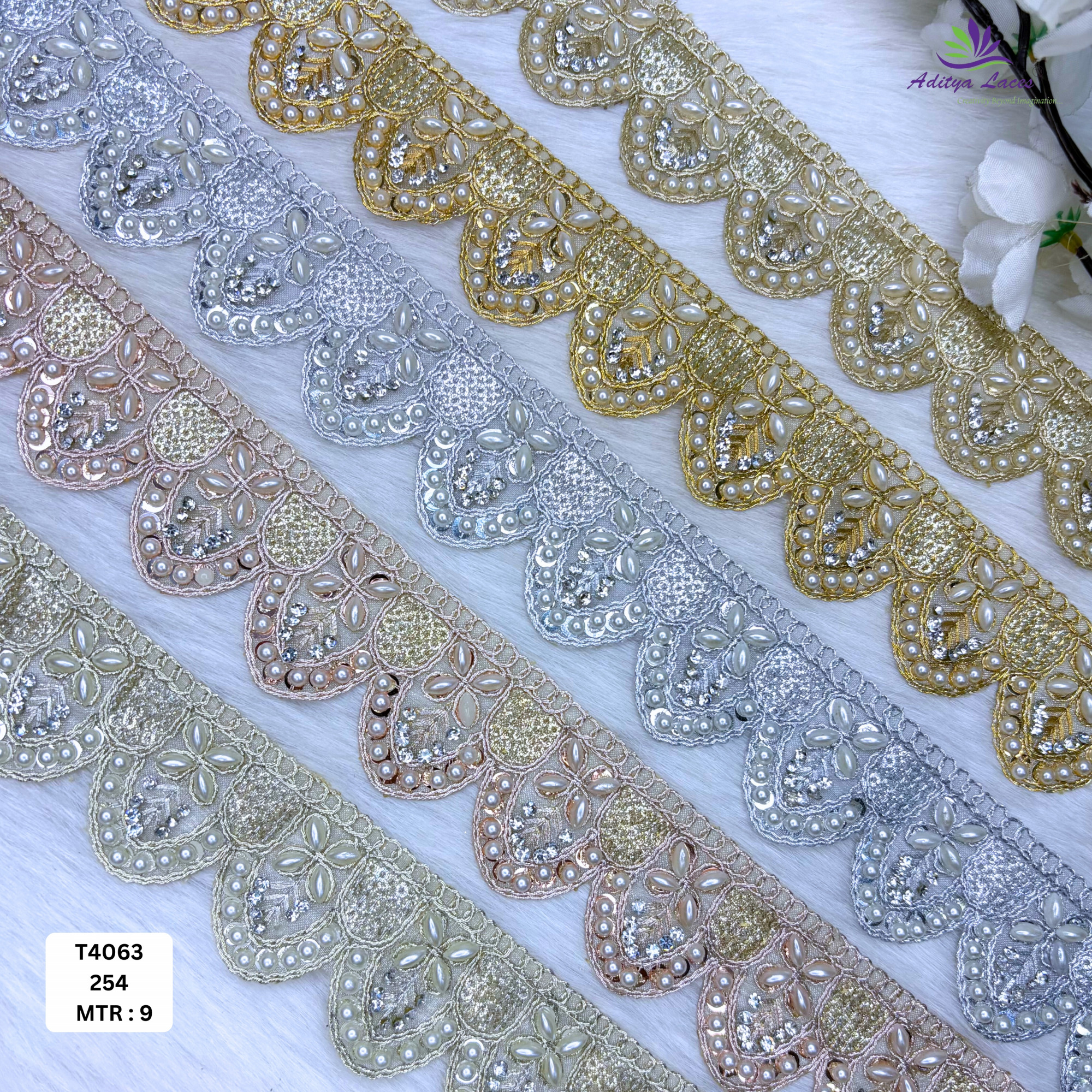 Fancy Silver Embroidery Lace Trim for Saree Garments