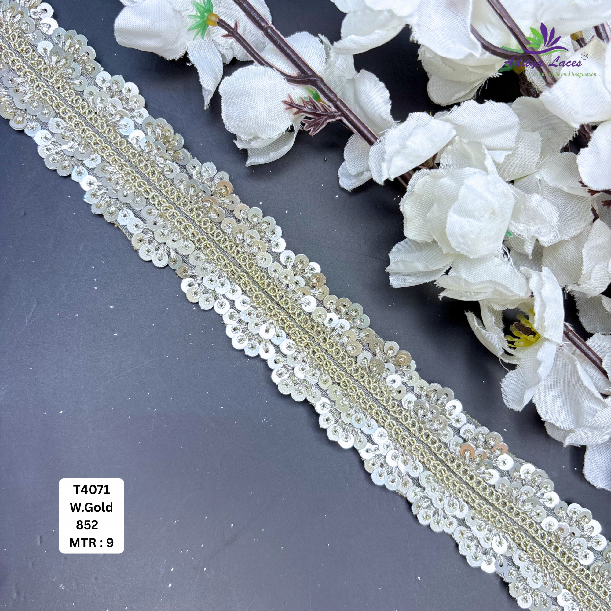 Designer Silver Embroidery Lace Trim for Saree Garments