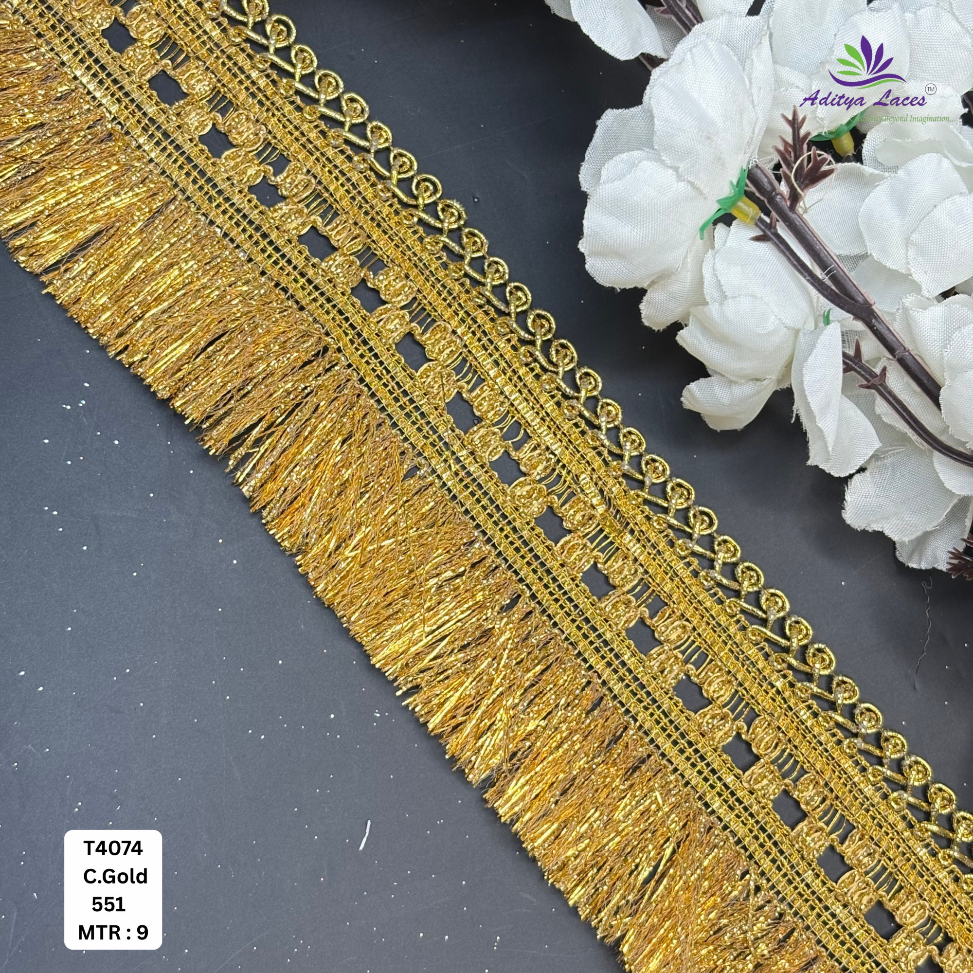 Decorative Readymade Lace Border with Zari Work for Saree Bridal Wear