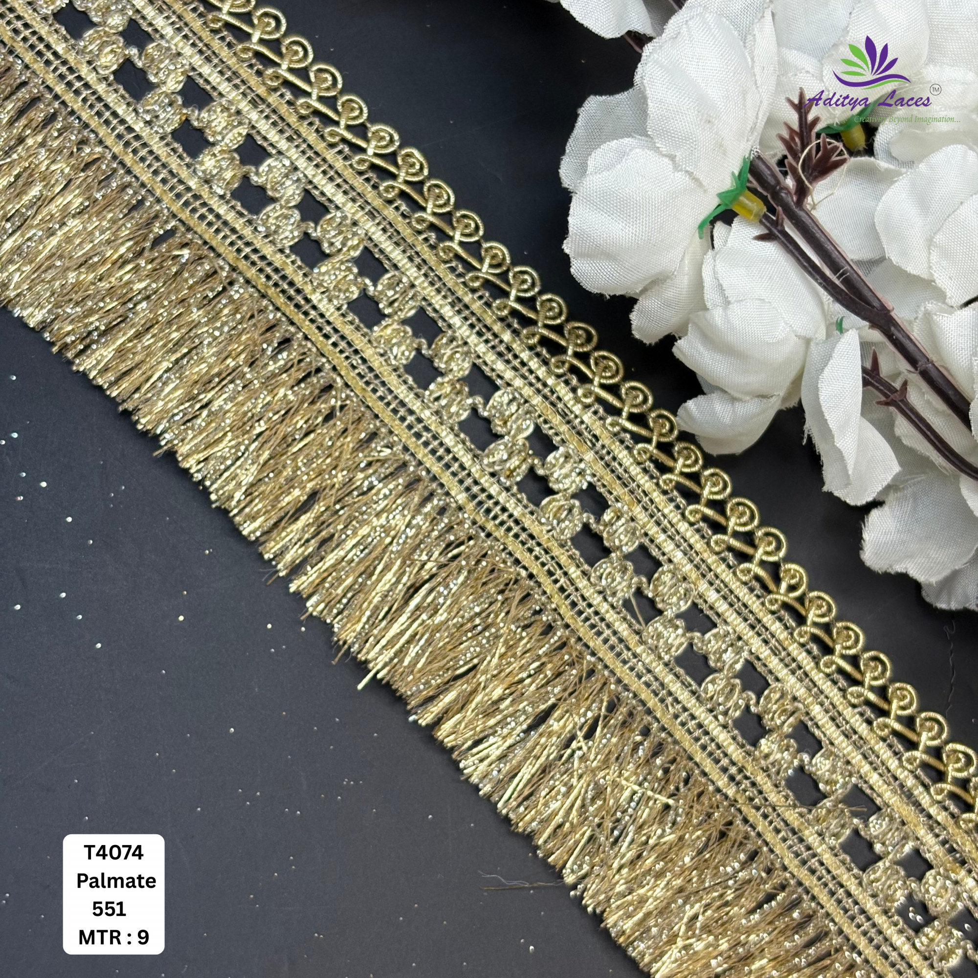 Decorative Readymade Lace Border with Zari Work for Saree Bridal Wear