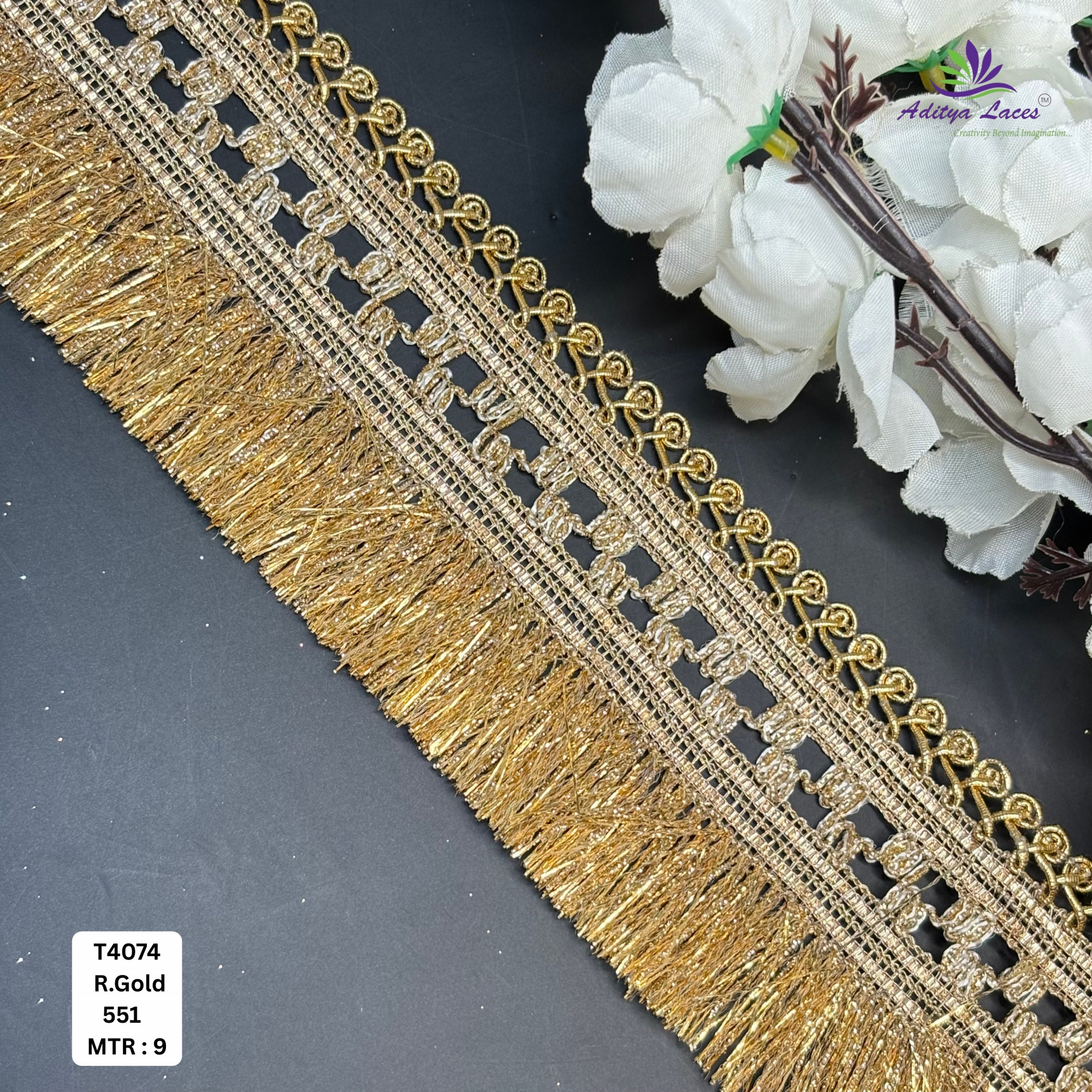 Decorative Readymade Lace Border with Zari Work for Saree Bridal Wear
