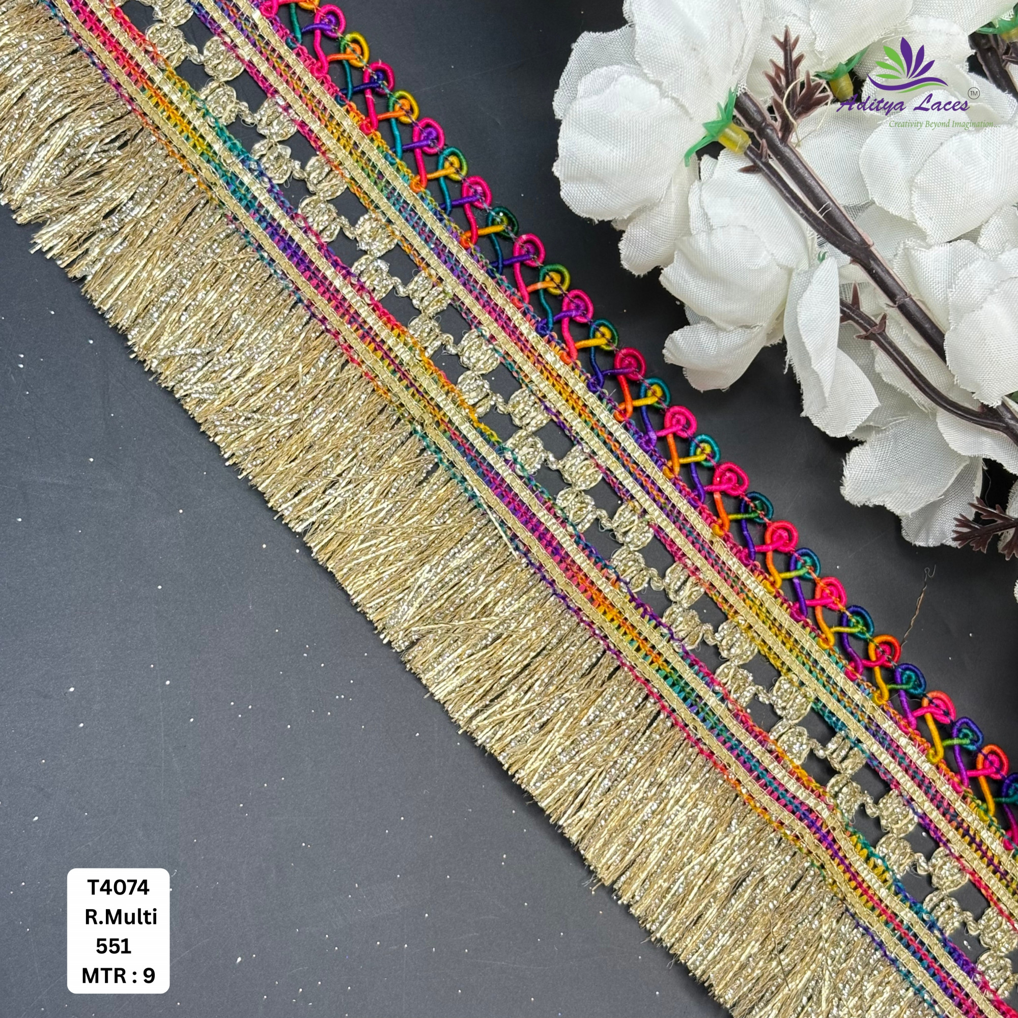 Decorative Readymade Lace Border with Zari Work for Saree Bridal Wear