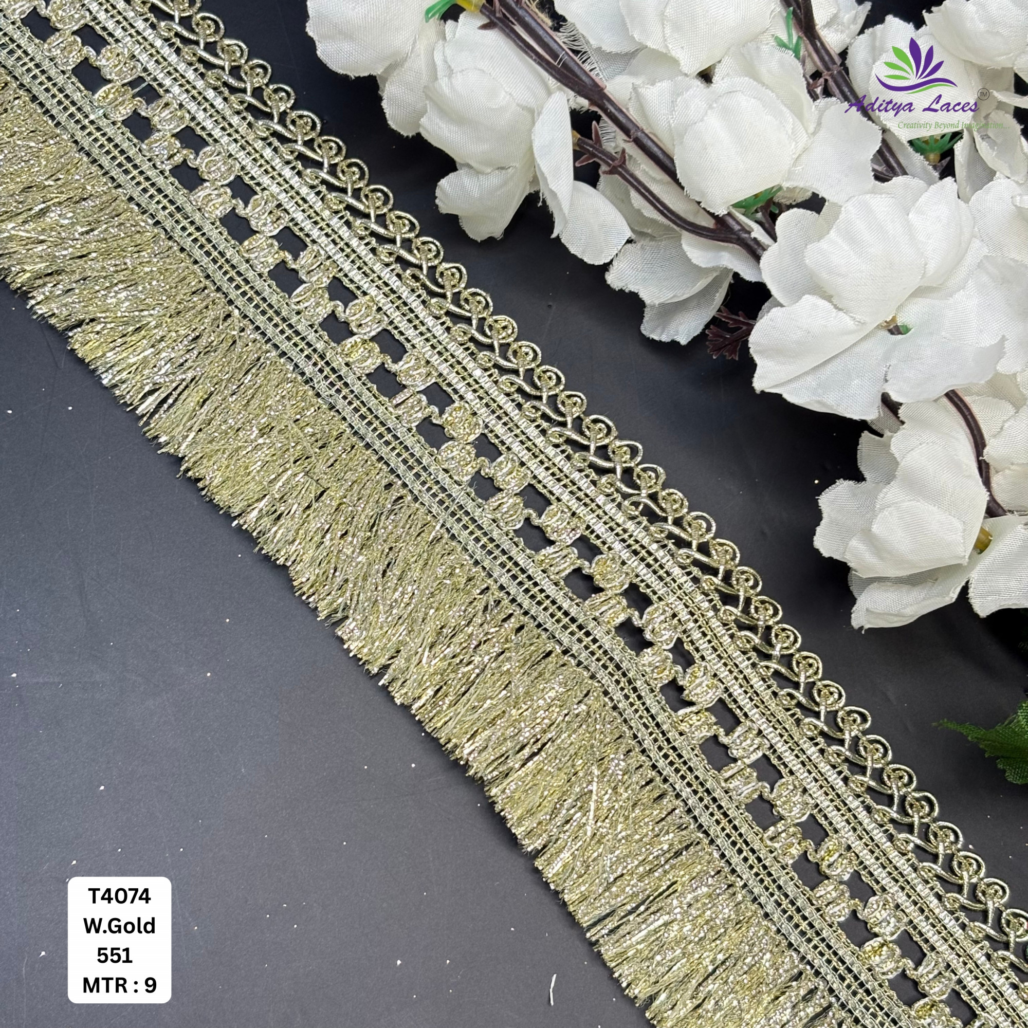 Decorative Readymade Lace Border with Zari Work for Saree Bridal Wear