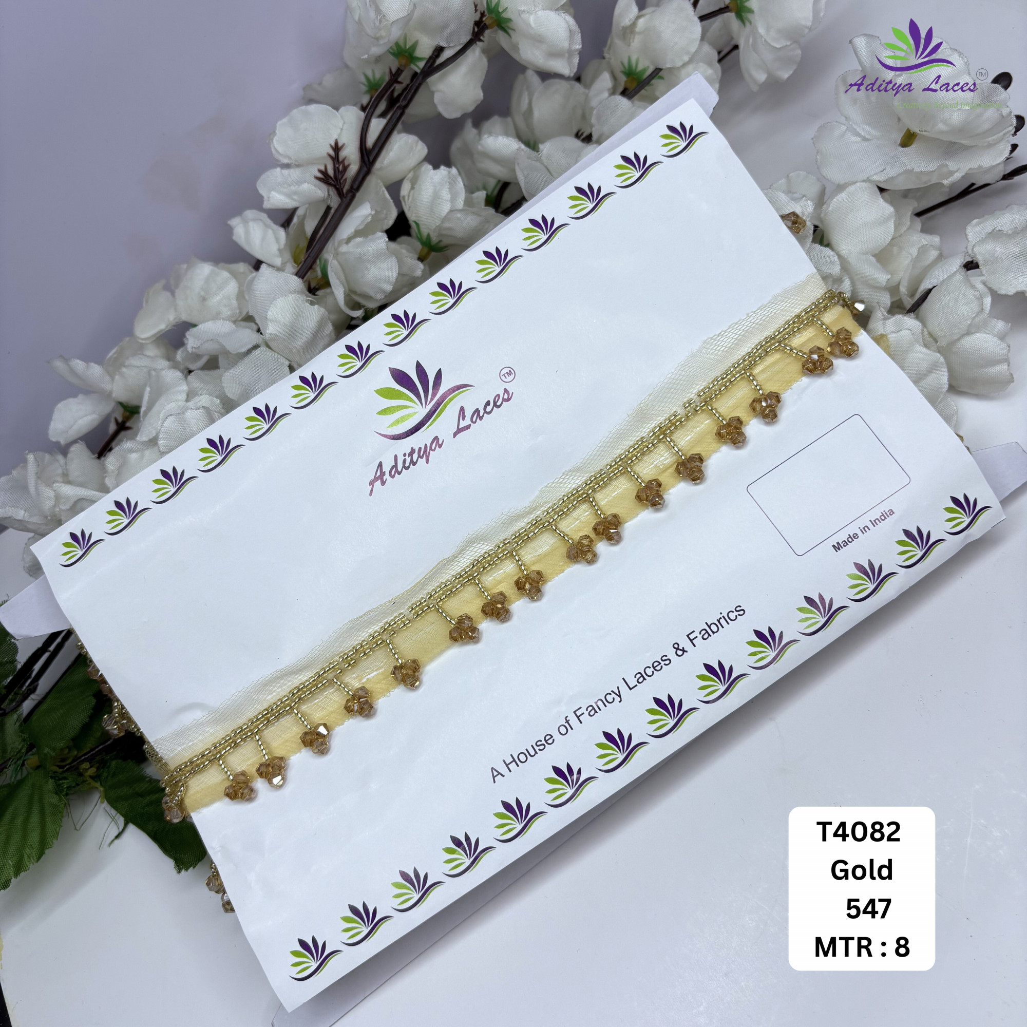 Fancy Gold Pearl Moti Lace Trim