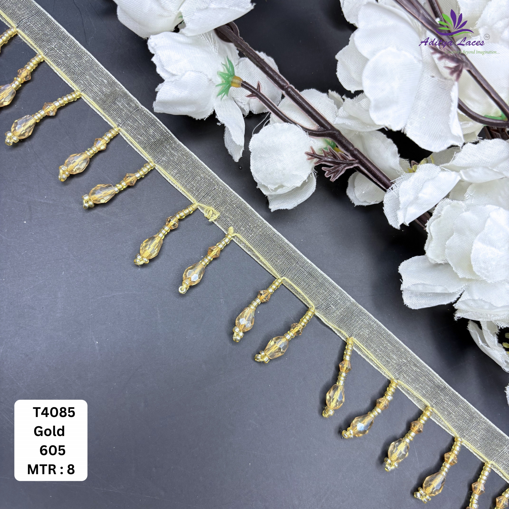 Bridal Gold Pearl Moti Lace Trim