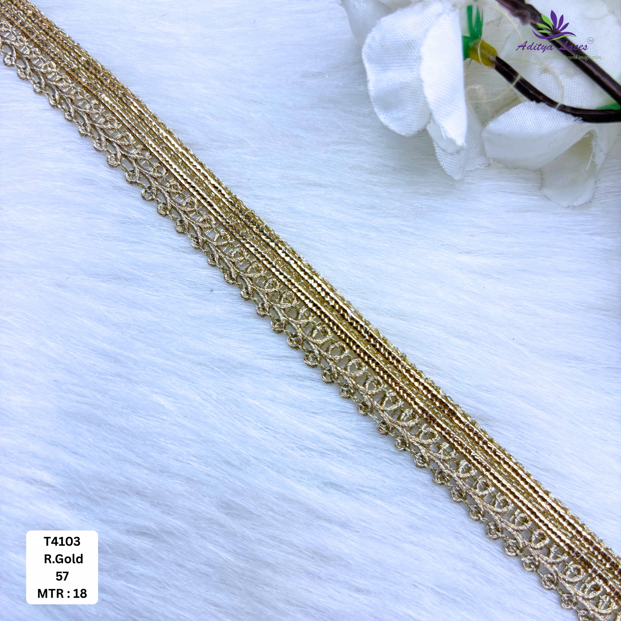 Decorative Readymade Lace Border with Zari Work for Saree Bridal Wear