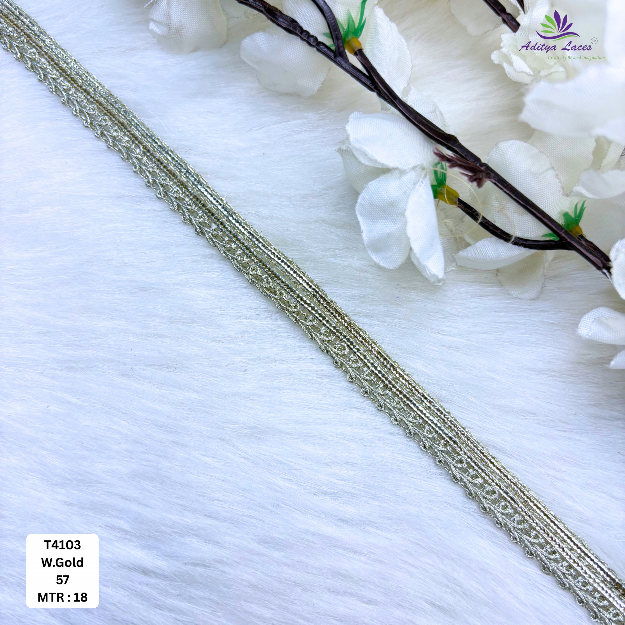 Decorative Readymade Lace Border with Zari Work for Saree Bridal Wear