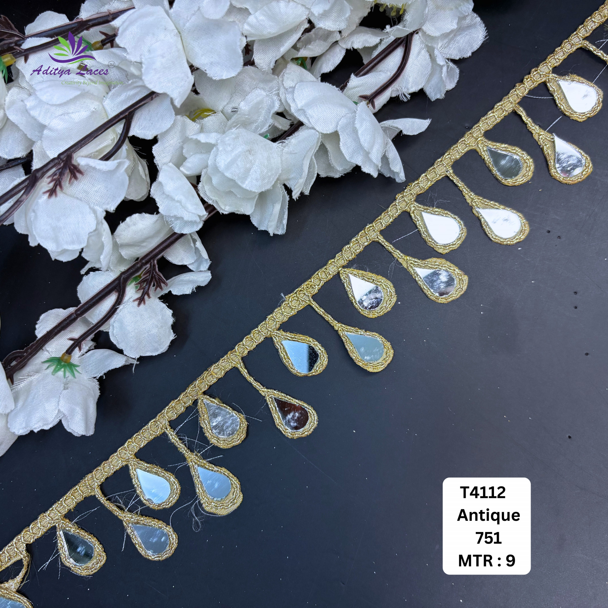 Premium Tissue Handwork Beads Lace Trim Designer Saree Border Bridal Decorative Lace for Ethnic Fashion Wholesale Supplier
