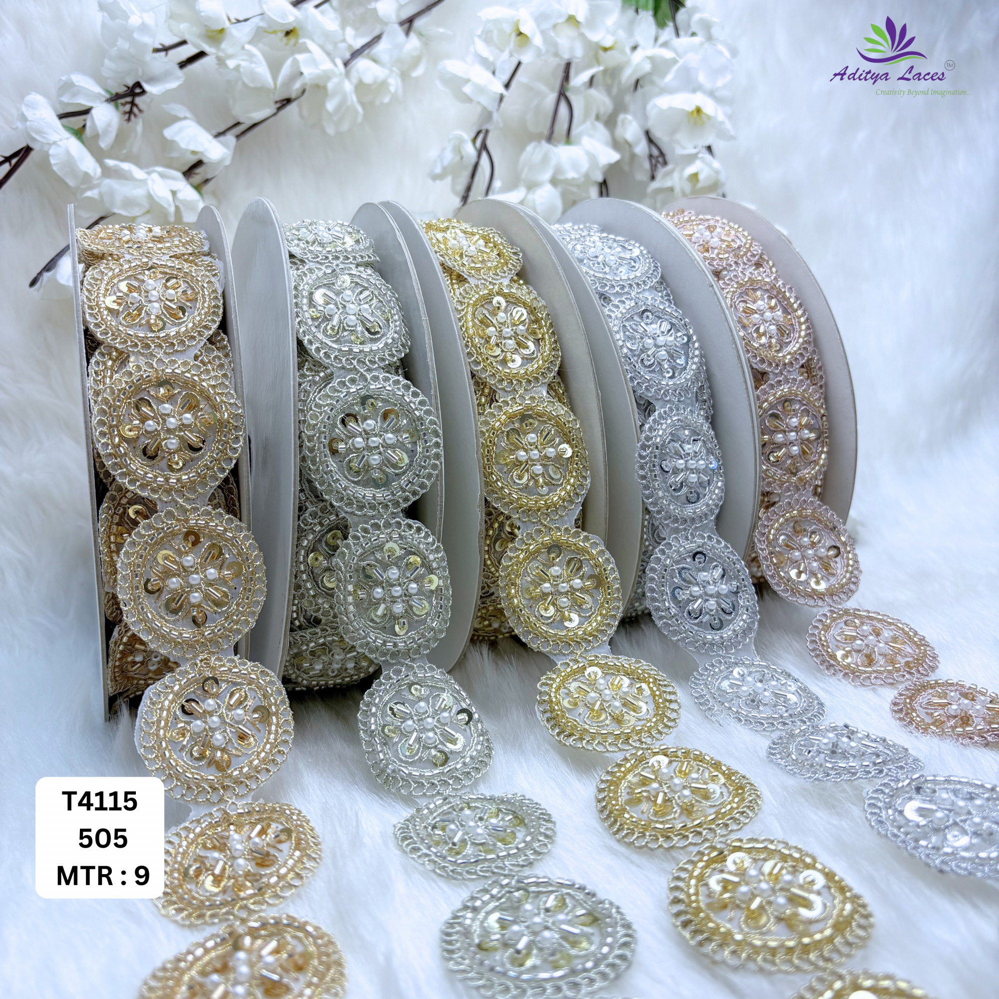 Fancy Handcrafted Beaded Border for Designer Outfits