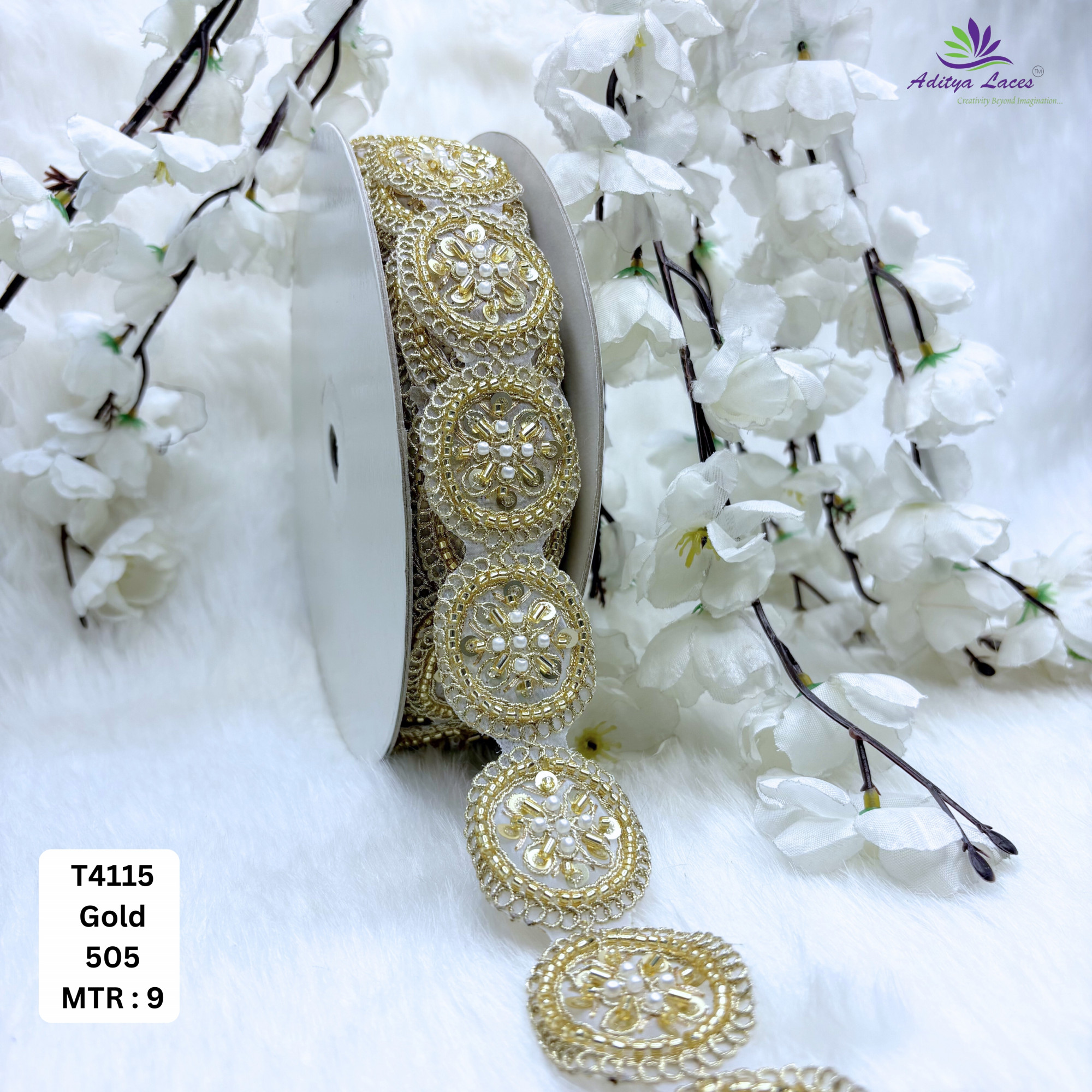 Fancy Handcrafted Beaded Border for Designer Outfits