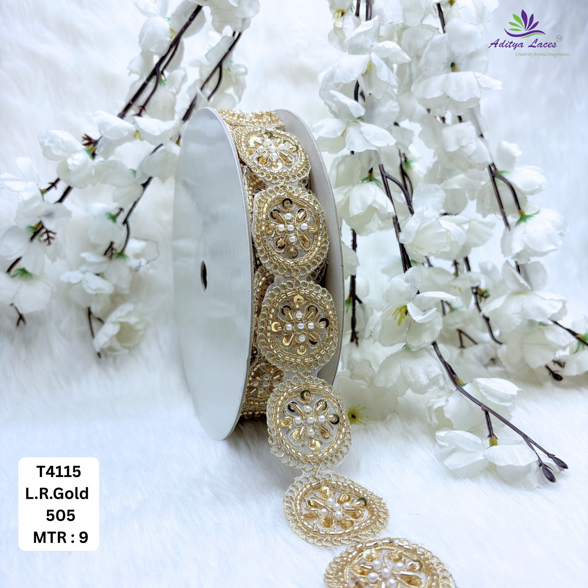 Fancy Handcrafted Beaded Border for Designer Outfits