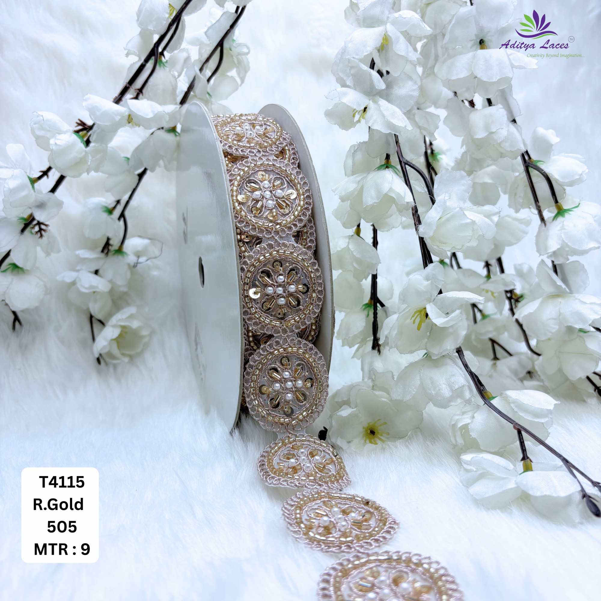 Fancy Handcrafted Beaded Border for Designer Outfits