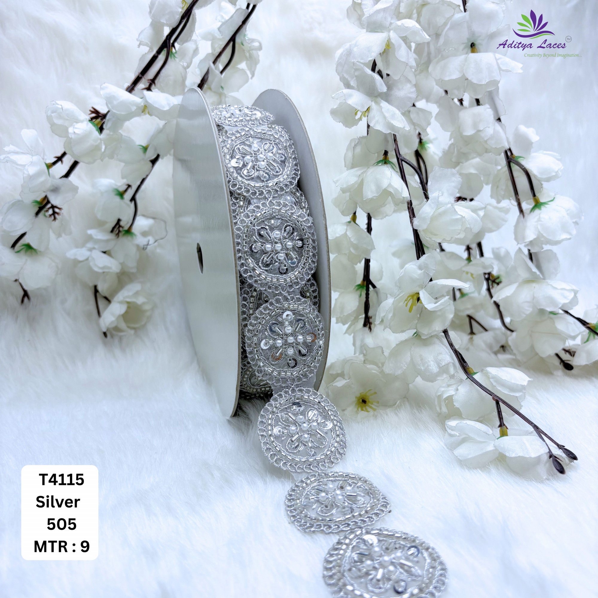 Fancy Handcrafted Beaded Border for Designer Outfits